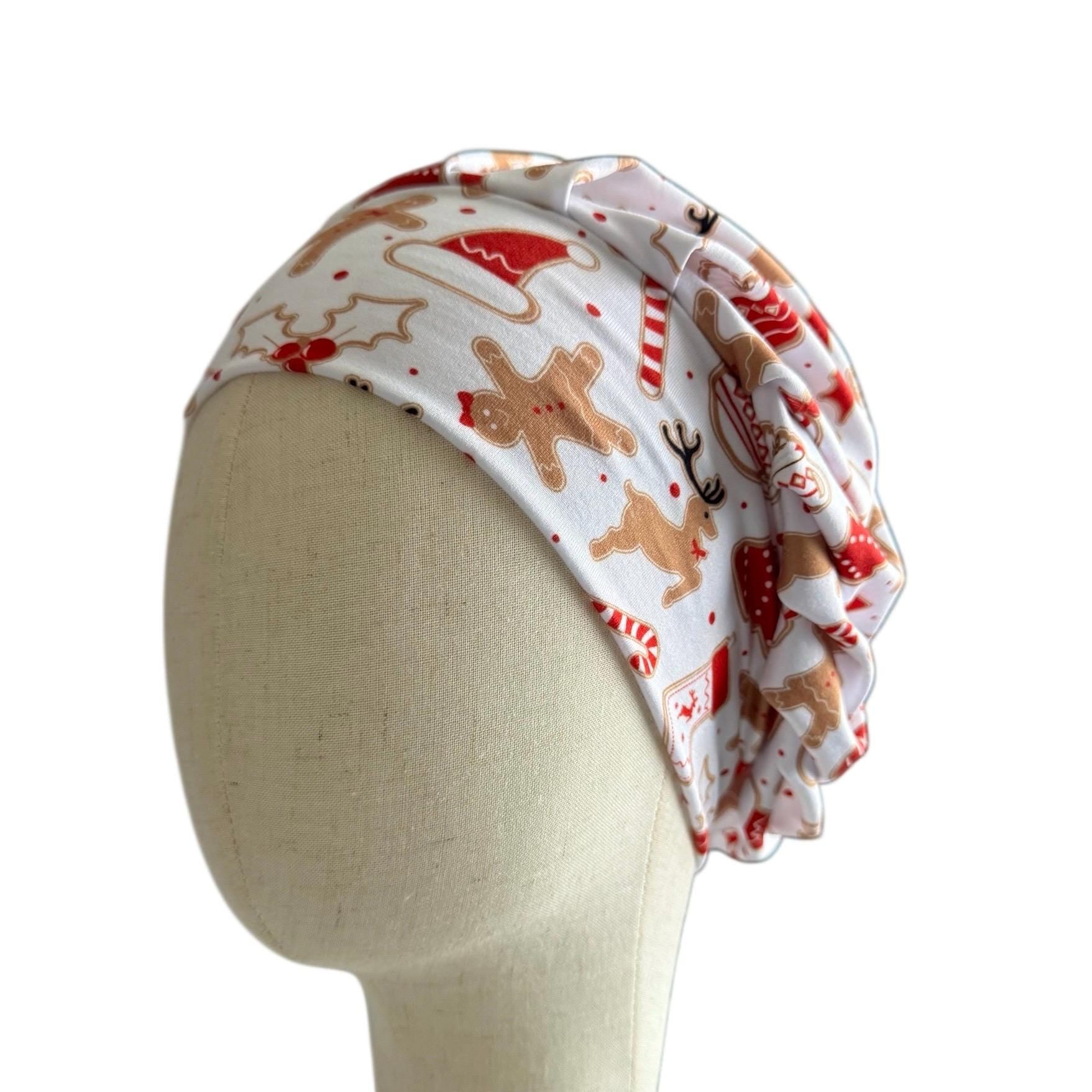 Christmas Bouffant Scrub Cap | Holiday Scrub Hat with Gingerbread, Reindeer & Candy Canes | Festive Medical Cap | Nurse Gift|createdbymishka