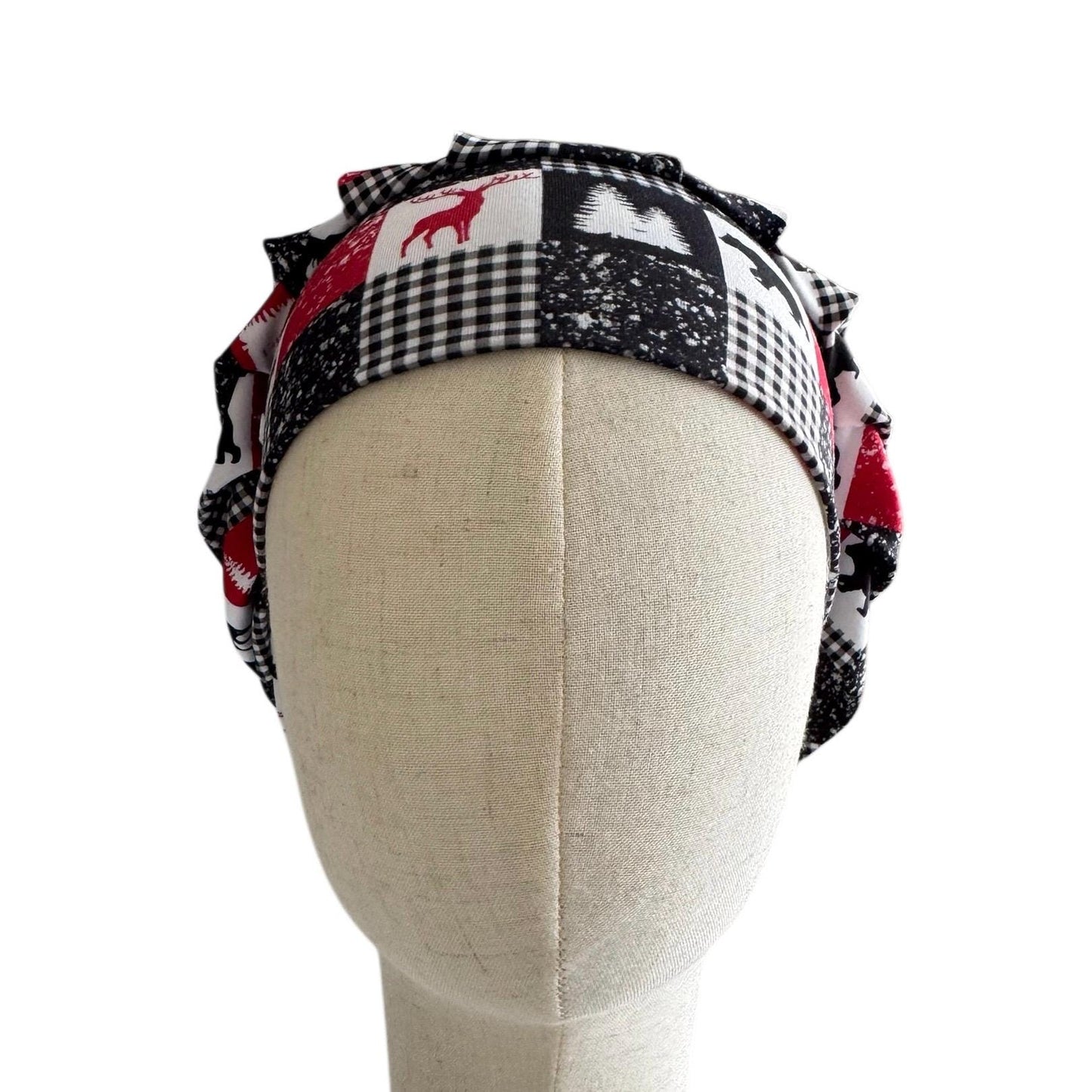 Buffalo Plaid Bouffant Scrub Cap, Stretchy Headband Style Scrub Cap, Nurse Surgical Hat | Handmade by CreatedByMishka