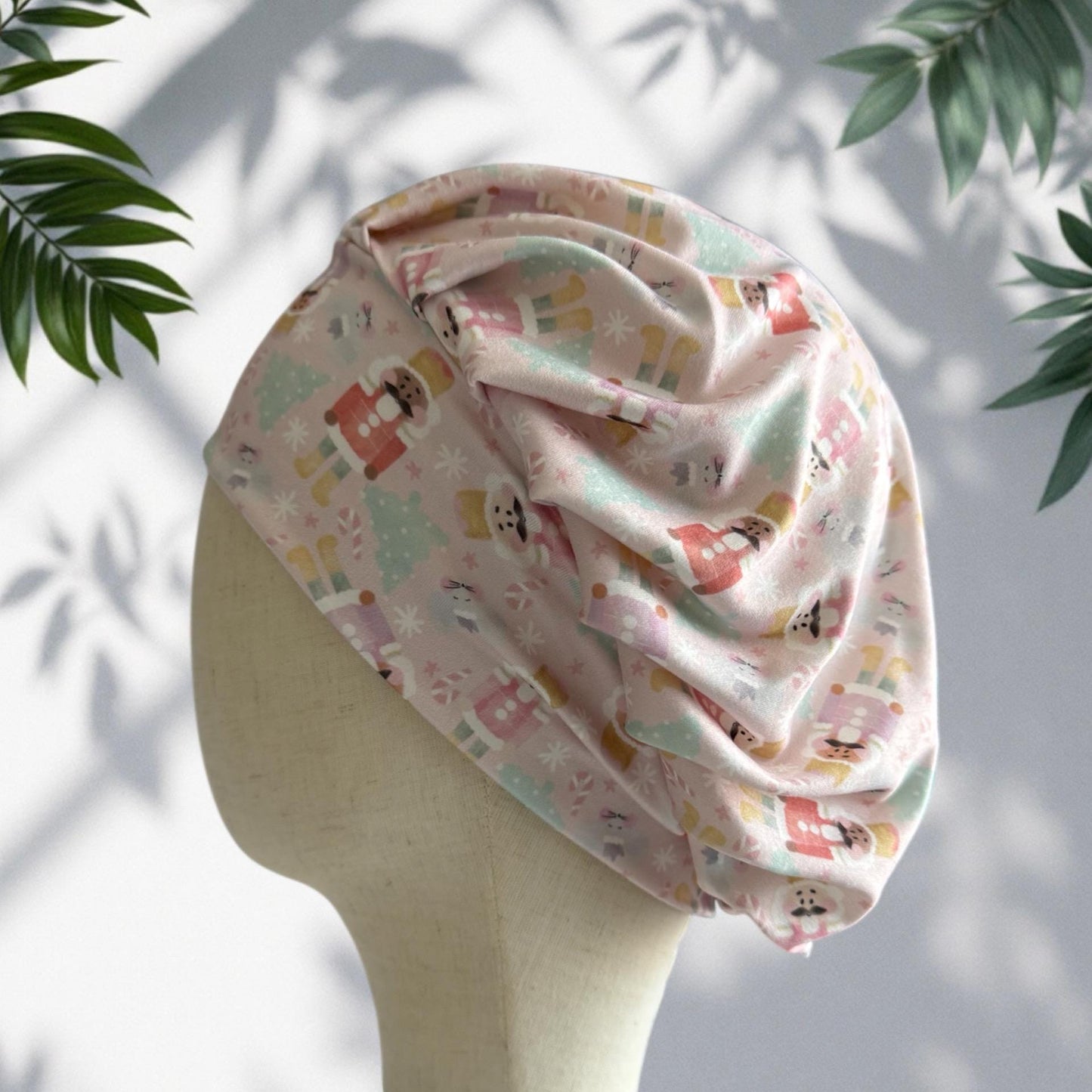 Pastel Christmas Bouffant Scrub Cap – Pink Nutcracker Print | Holiday Surgical Hat | Cute Nurse Gift | Handmade by CreatedByMishka