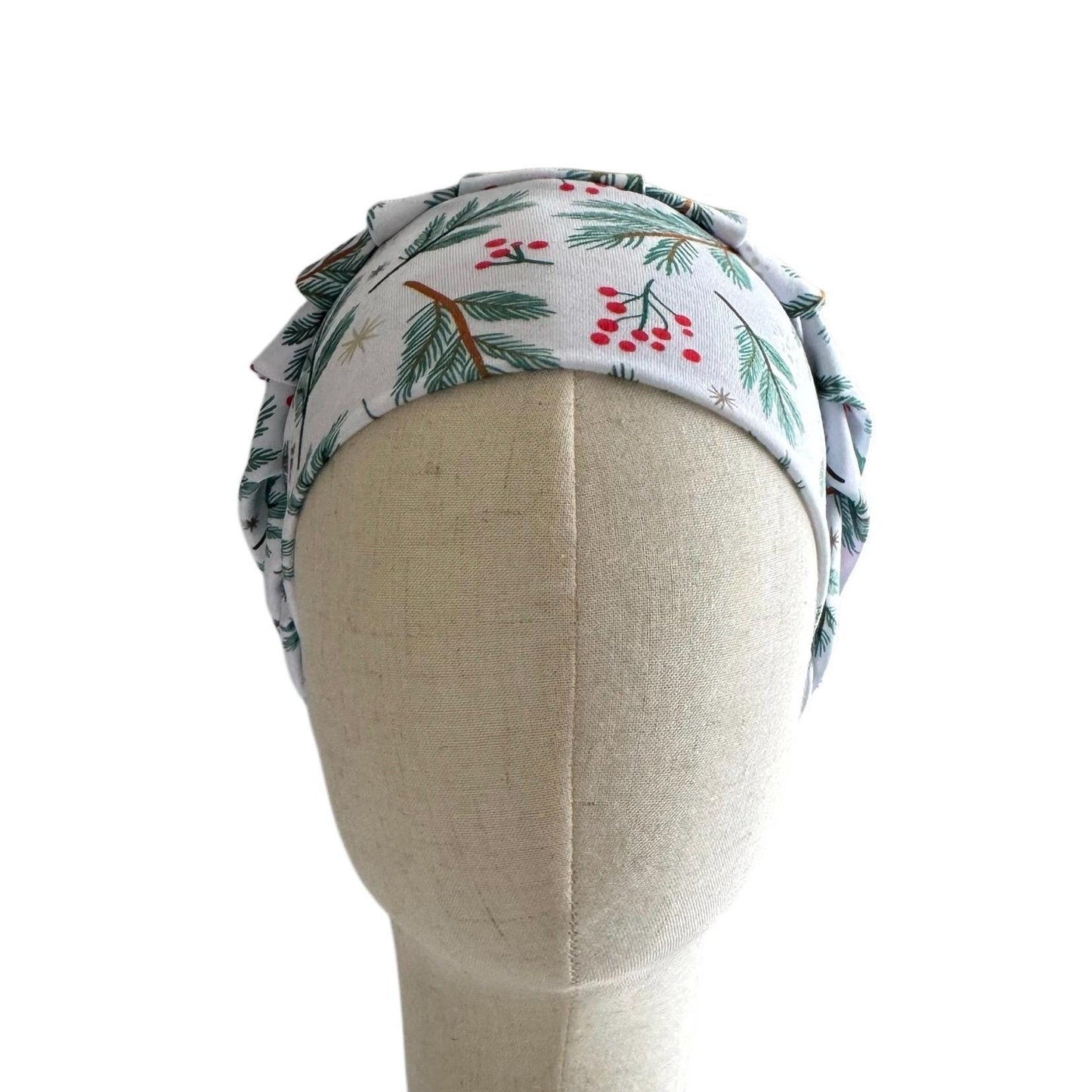 Winter Pine Bouffant Scrub Cap – Christmas Berries and Evergreen Branches | Holiday Surgical Hat | Nurse Gift | Handmade by CreatedByMishka