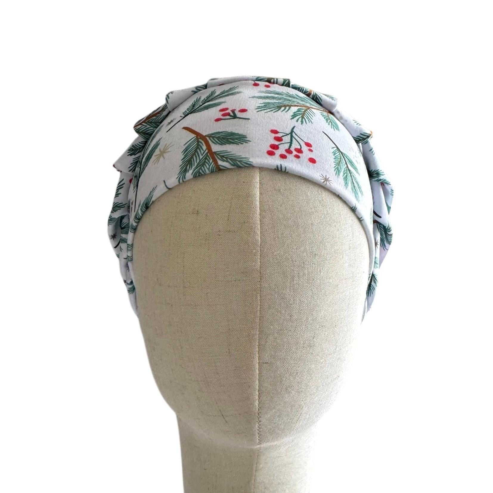 Winter Pine Bouffant Scrub Cap – Christmas Berries and Evergreen Branches | Holiday Surgical Hat | Nurse Gift | Handmade by CreatedByMishka