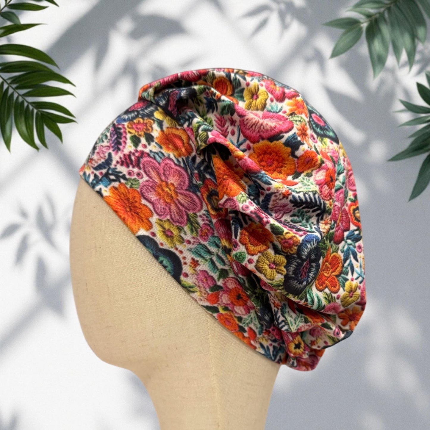 Floral Headband Style Bouffant Scrub Cap | Colorful Flower Surgical Cap | Nurse Hat | createdbymishka