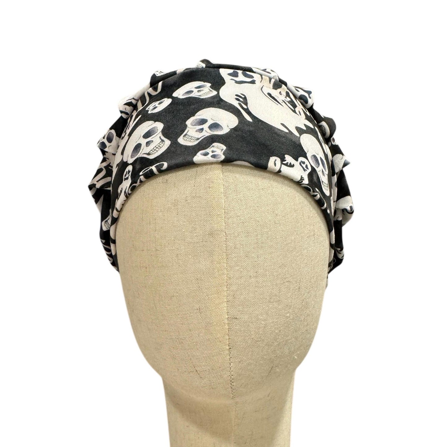Halloween Headband Bouffant Scrub Cap | Skulls & Ghosts Surgical Cap | Spooky Nurse Hat | CreatedByMishka