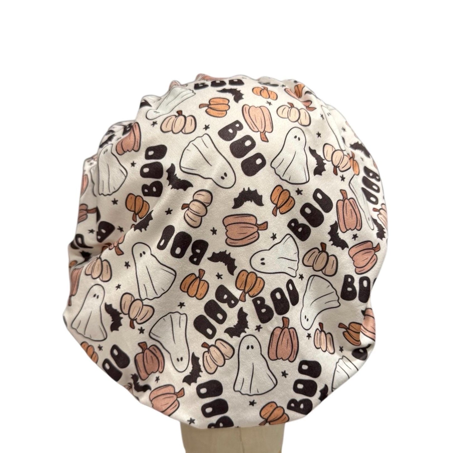 Halloween Boo Headband Bouffant Scrub Cap | Ghost & Pumpkin Surgical Cap | Cute Fall Nurse Hat| createdbymishka