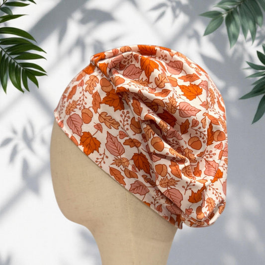 Fall Leaves Headband Bouffant Scrub Cap | Stretchy Autumn Print Surgical Cap | Cozy Nurse Hat | CreatedByMishka