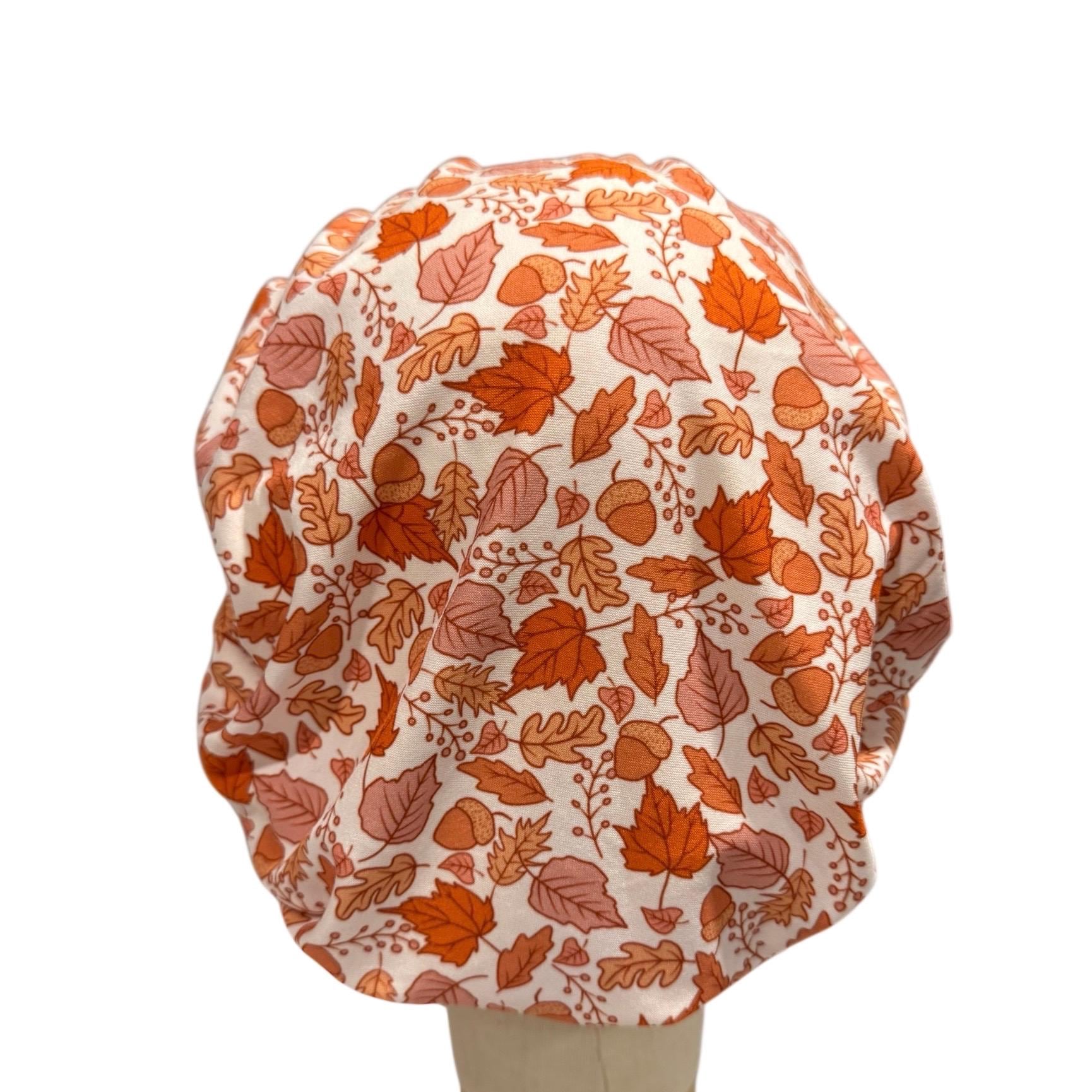 Fall Leaves Headband Bouffant Scrub Cap | Stretchy Autumn Print Surgical Cap | Cozy Nurse Hat | CreatedByMishka