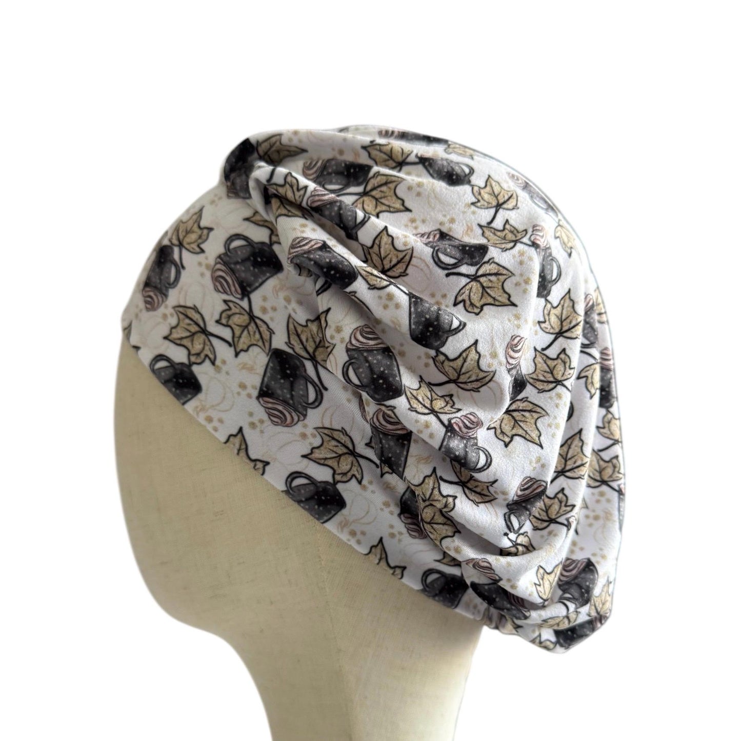 Autumn Coffee Scrub Cap | Fall Leaves Surgical Hat | Cozy Latte Nurse Cap | Handmade Bouffant Medical Headwear | createdbymishka