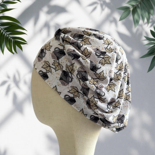 Autumn Coffee Scrub Cap | Fall Leaves Surgical Hat | Cozy Latte Nurse Cap | Handmade Bouffant Medical Headwear | createdbymishka