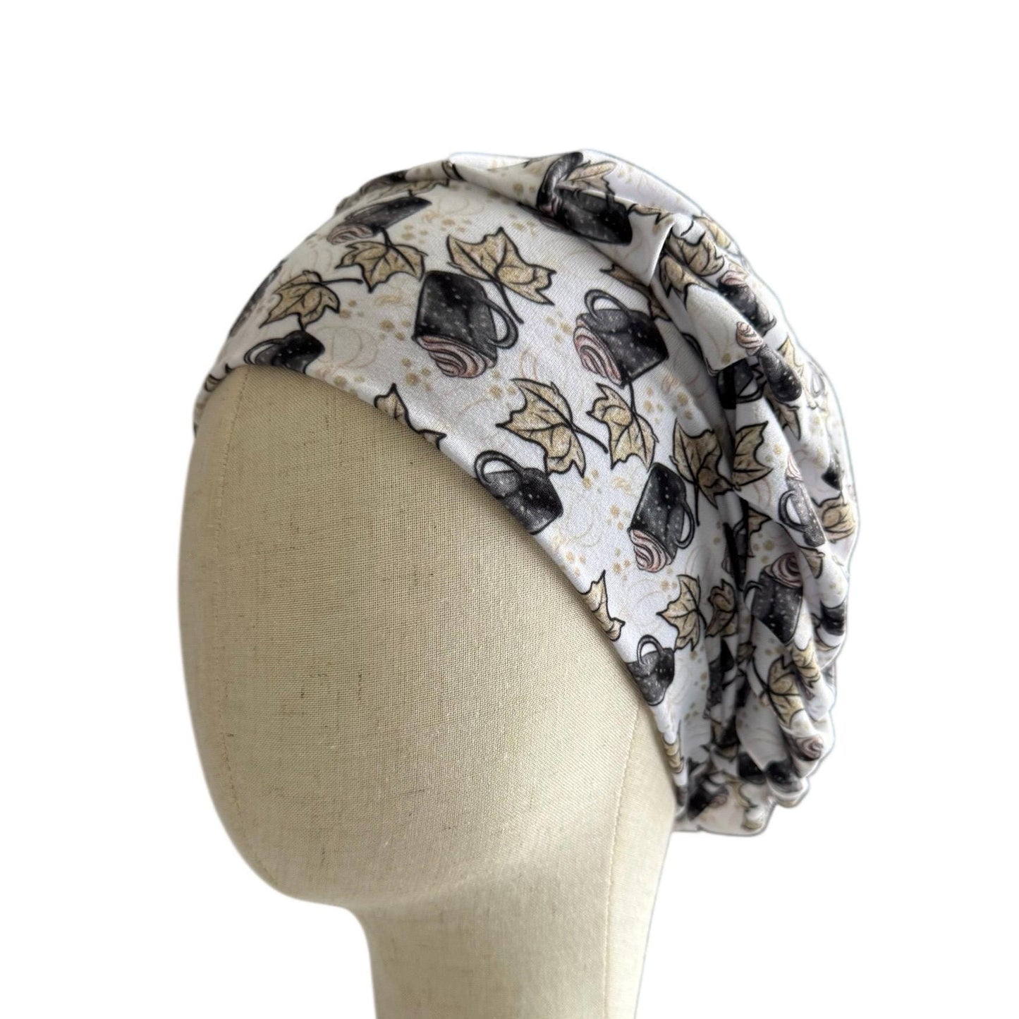 Autumn Coffee Scrub Cap | Fall Leaves Surgical Hat | Cozy Latte Nurse Cap | Handmade Bouffant Medical Headwear | createdbymishka