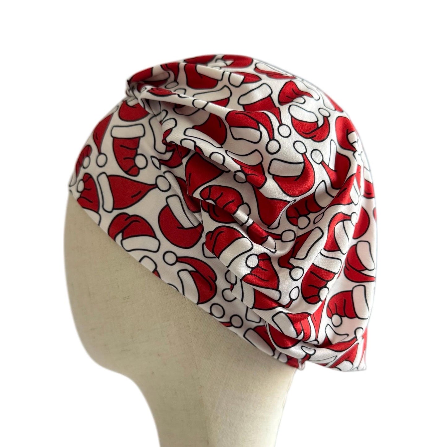 Christmas Scrub Cap Bouffant | Santa Hat Print Scrub Cap for Women | Holiday Medical Hat | Nurse Gift | Reusable Surgical Cap | createdbymis