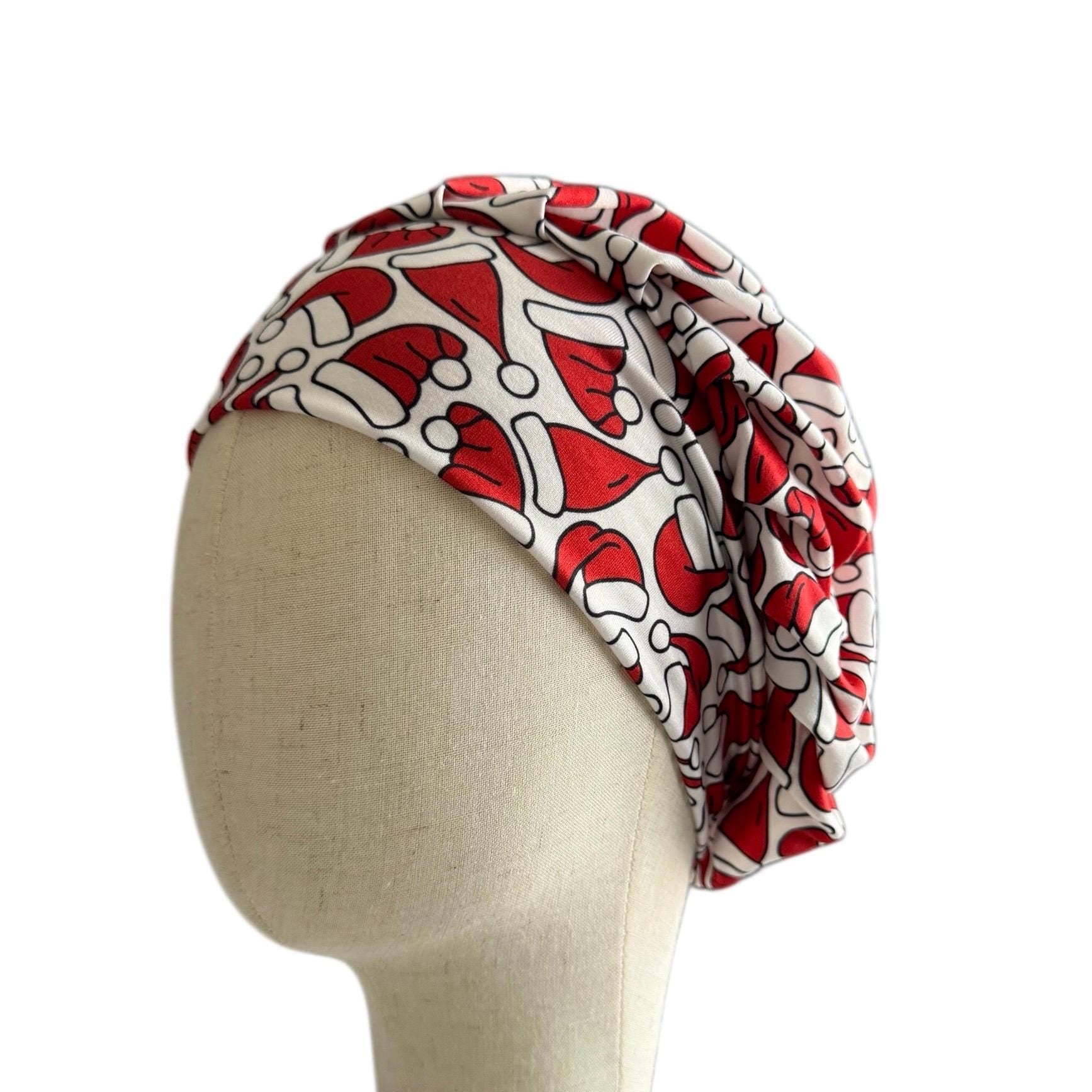 Christmas Scrub Cap Bouffant | Santa Hat Print Scrub Cap for Women | Holiday Medical Hat | Nurse Gift | Reusable Surgical Cap | createdbymis