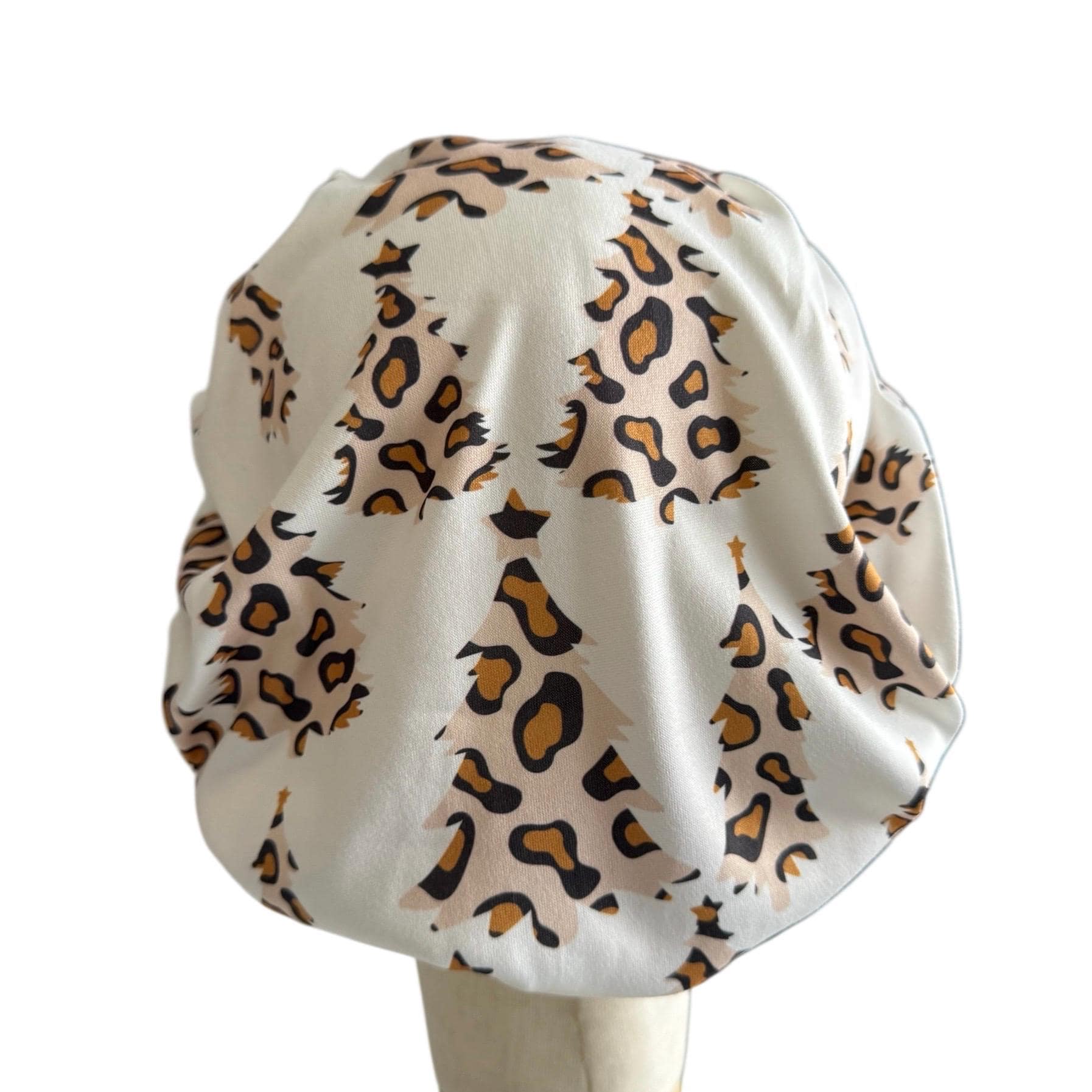 Leopard Christmas Bouffant Scrub Cap | Animal Print Scrub Hat | Stylish Surgical Cap for Women | Nurse Gift |
