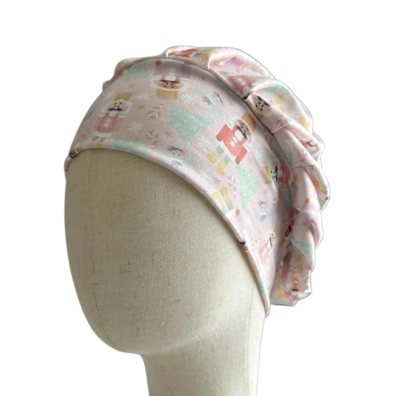 Pastel Christmas Bouffant Scrub Cap – Pink Nutcracker Print | Holiday Surgical Hat | Cute Nurse Gift | Handmade by CreatedByMishka