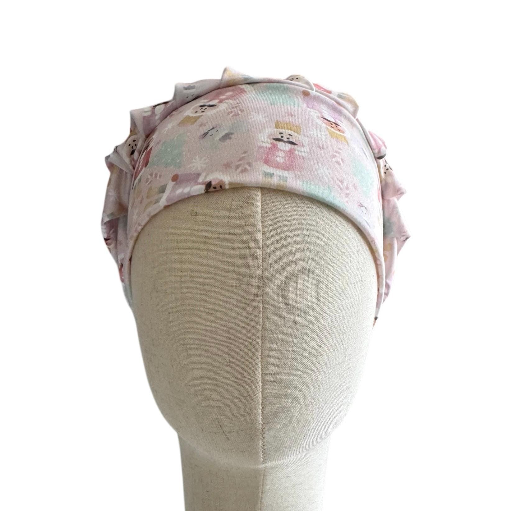 Pastel Christmas Bouffant Scrub Cap – Pink Nutcracker Print | Holiday Surgical Hat | Cute Nurse Gift | Handmade by CreatedByMishka