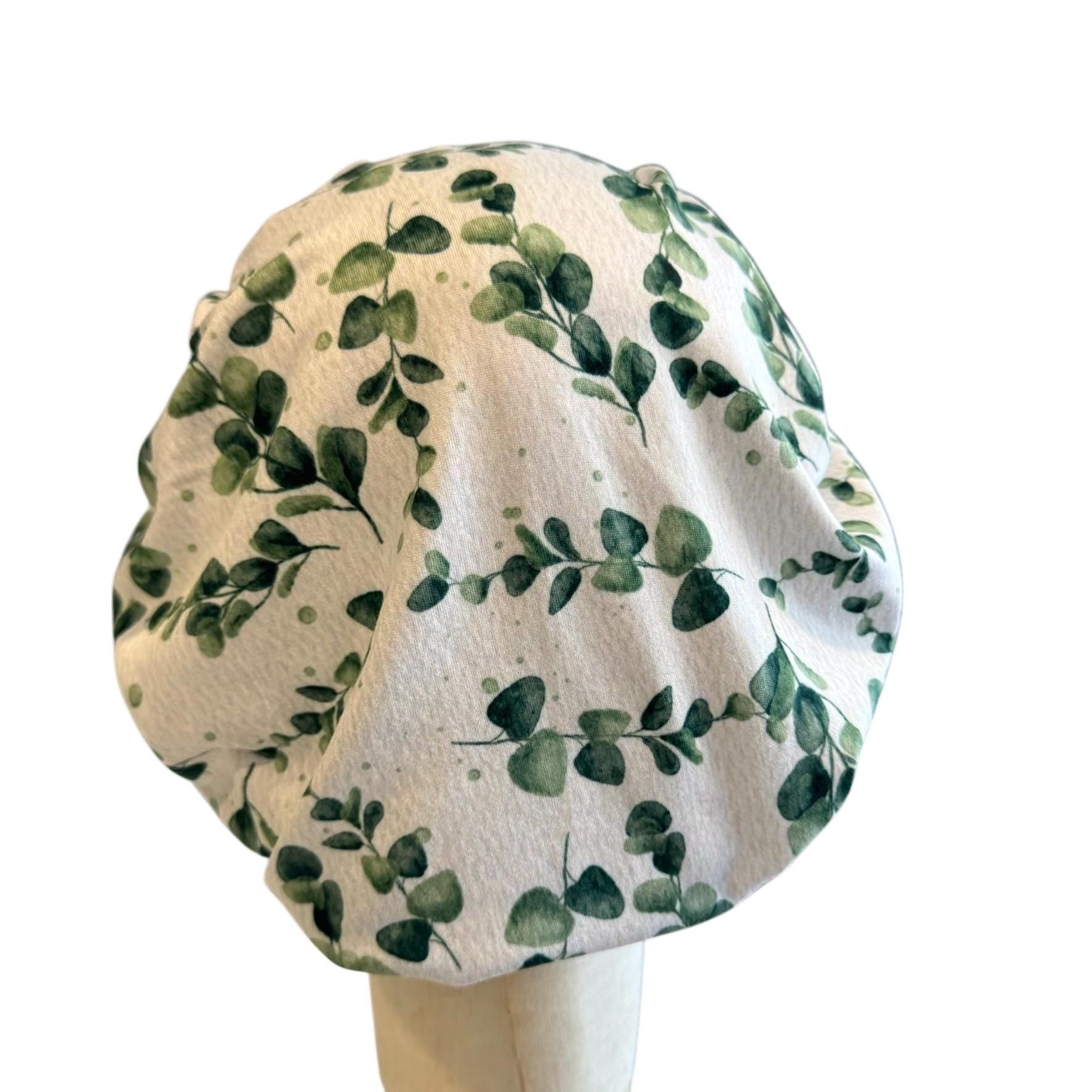 Eucalyptus Scrub Cap Headband Style | Bouffant Surgical Hat | Butter Soft Fabric | Greenery Print Nurse Cap | Medical Gift for Women