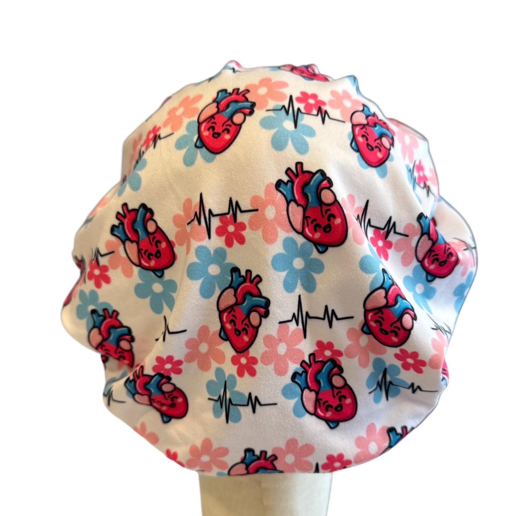 Cardiac Heart Scrub Cap Headband Style | Bouffant Surgical Hat | Butter Soft Fabric | EKG Heartbeat Nurse Cap | Cardiology Gift