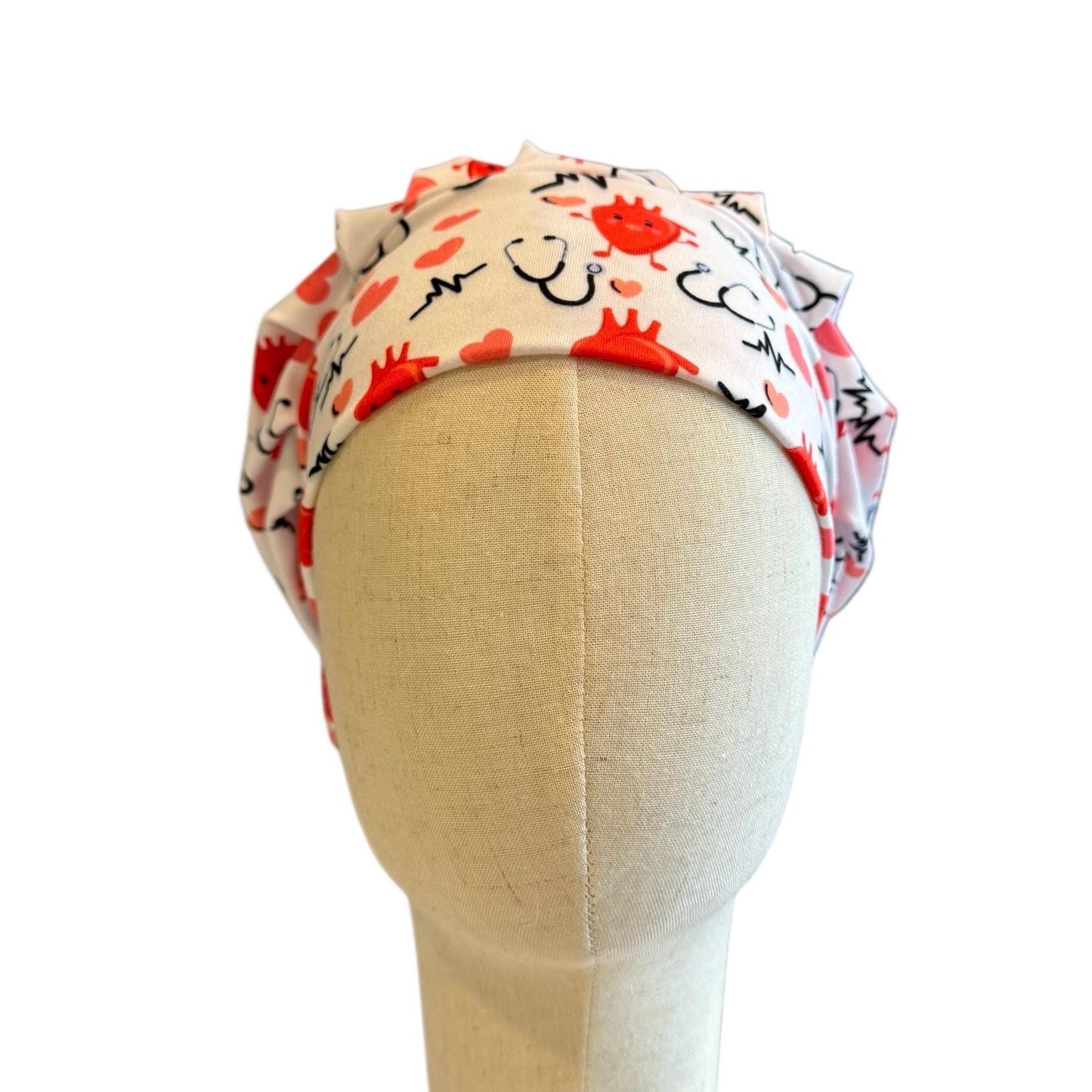 Cardiac Scrub Cap | Heart & Stethoscope Scrub Cap Headband Style | Bouffant Surgical Hat | Butter Soft Fabric | Cardiology Scrub Cap