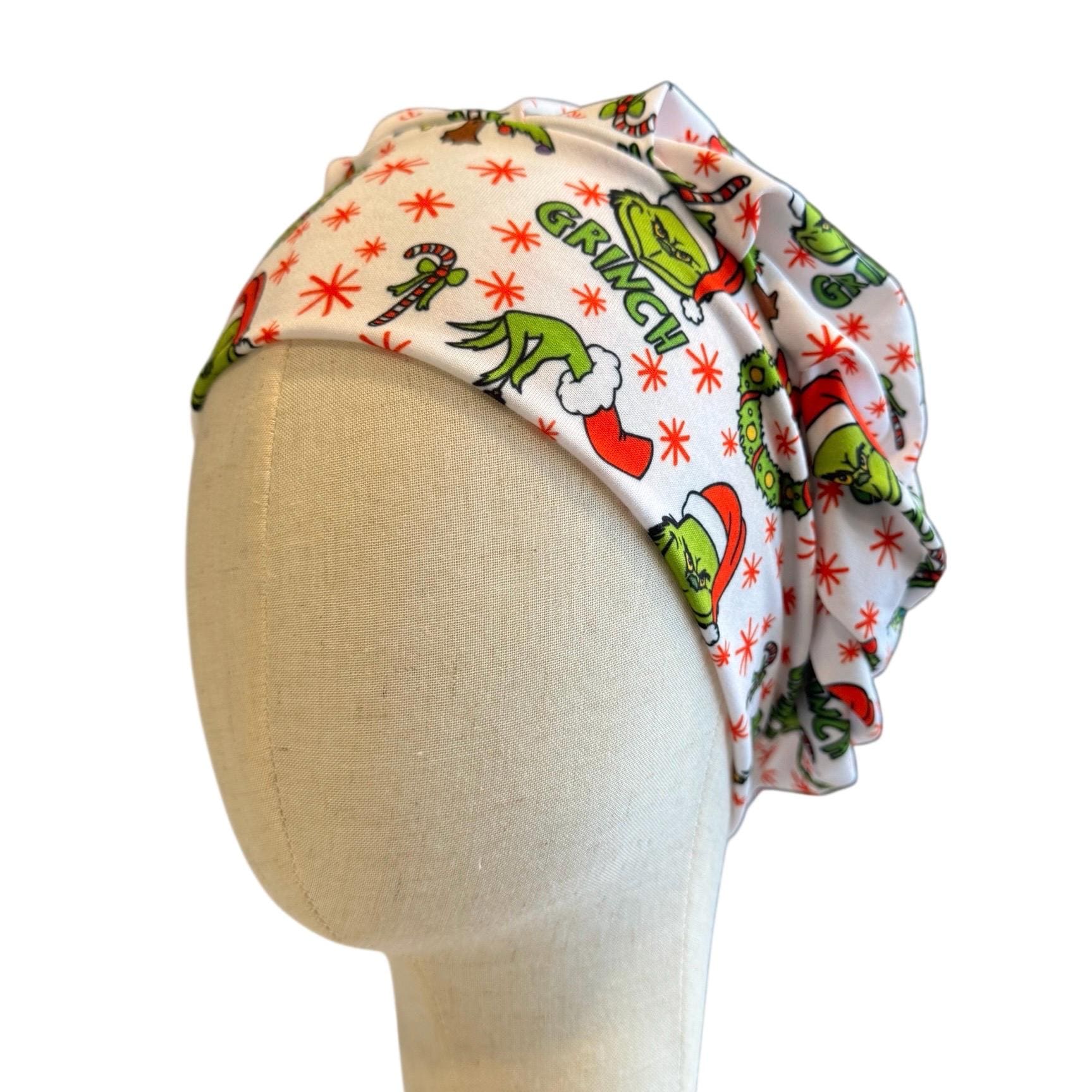 Grinch Christmas Scrub Cap Headband Style | Bouffant Surgical Hat | Grinch Holiday Print | Nurse Gift | Festive Scrub Hat