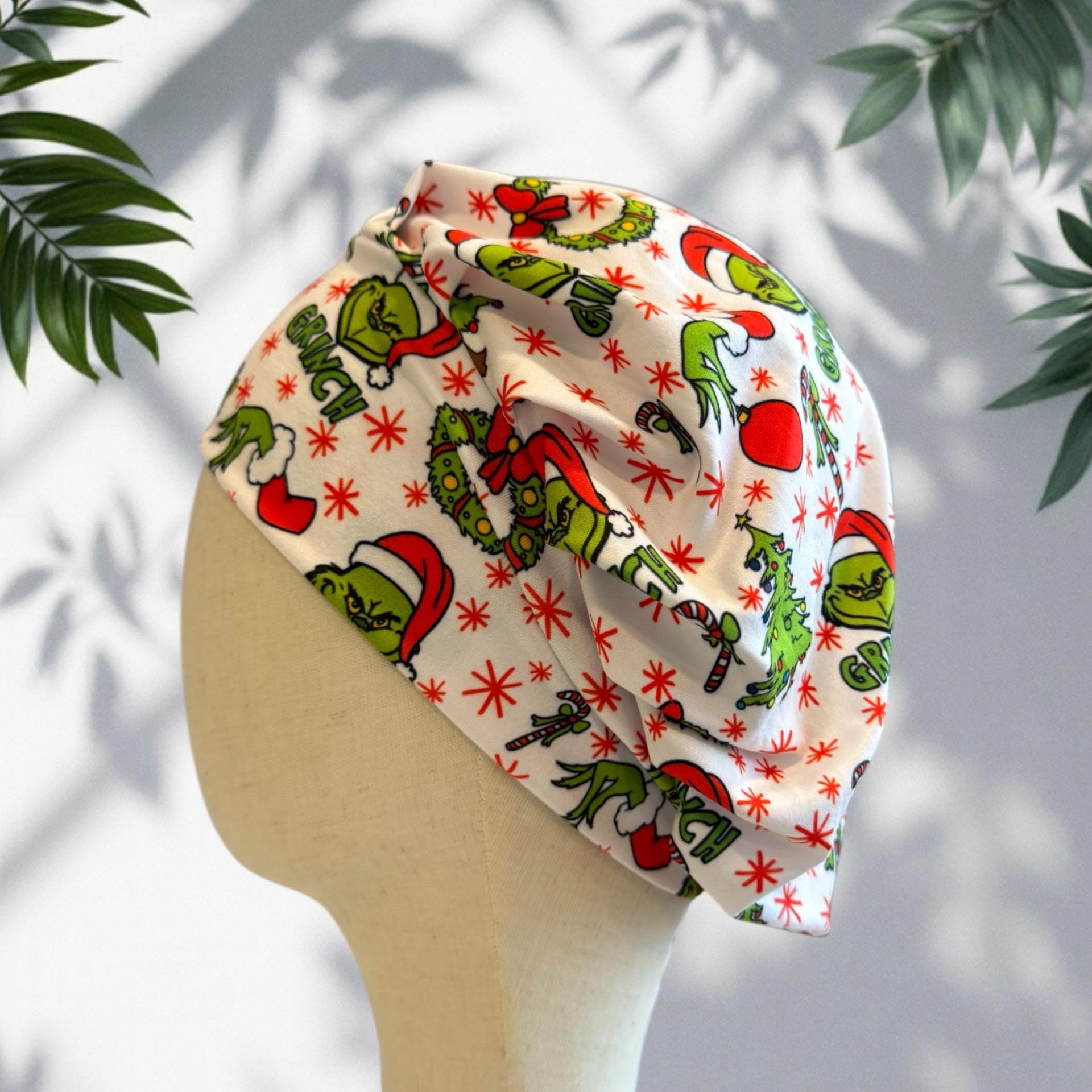 Grinch Christmas Scrub Cap Headband Style | Bouffant Surgical Hat | Grinch Holiday Print | Nurse Gift | Festive Scrub Hat