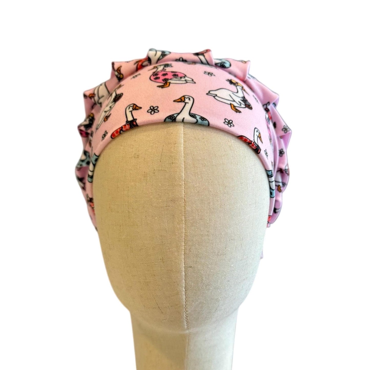 Goose Scrub Cap Headband Style | Bouffant Surgical Hat | Butter Soft Fabric | Cottagecore Farm Print | Cute Pink Nurse Gift