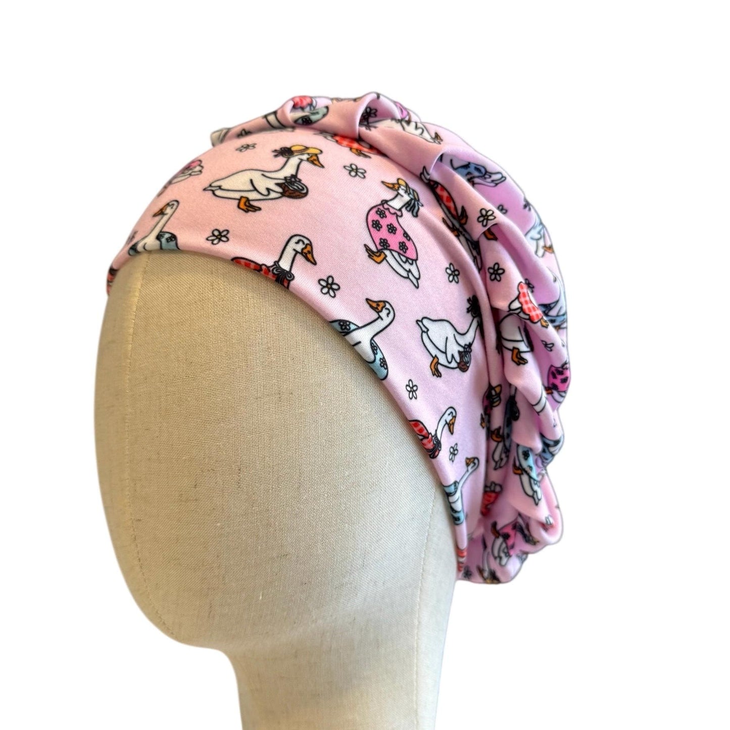 Goose Scrub Cap Headband Style | Bouffant Surgical Hat | Butter Soft Fabric | Cottagecore Farm Print | Cute Pink Nurse Gift