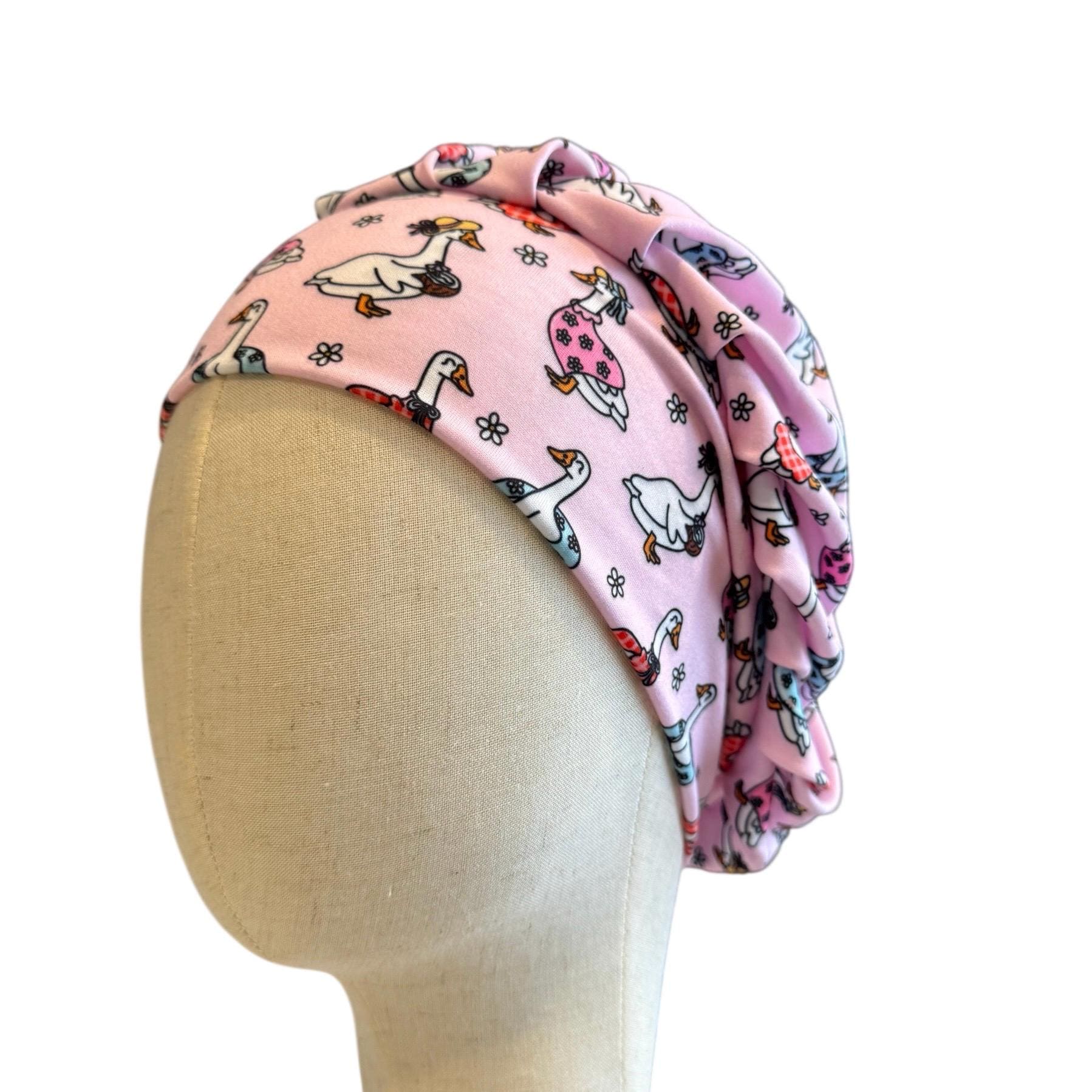 Goose Scrub Cap Headband Style | Bouffant Surgical Hat | Butter Soft Fabric | Cottagecore Farm Print | Cute Pink Nurse Gift