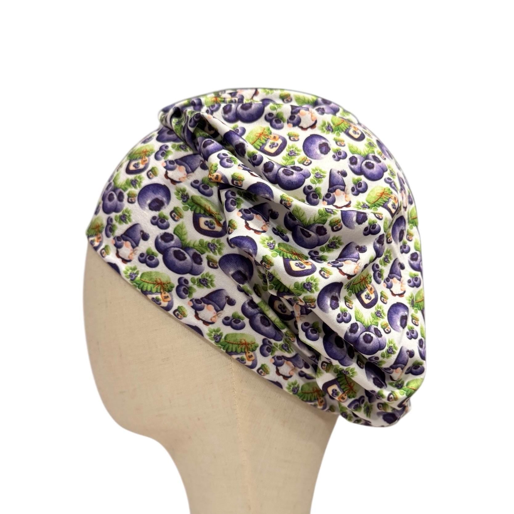 Panda & Blueberry Headband Bouffant Scrub Cap | Cute Animal Surgical Cap for Women | Stretchy Nurse Hat | Fun Medical Hair Cover