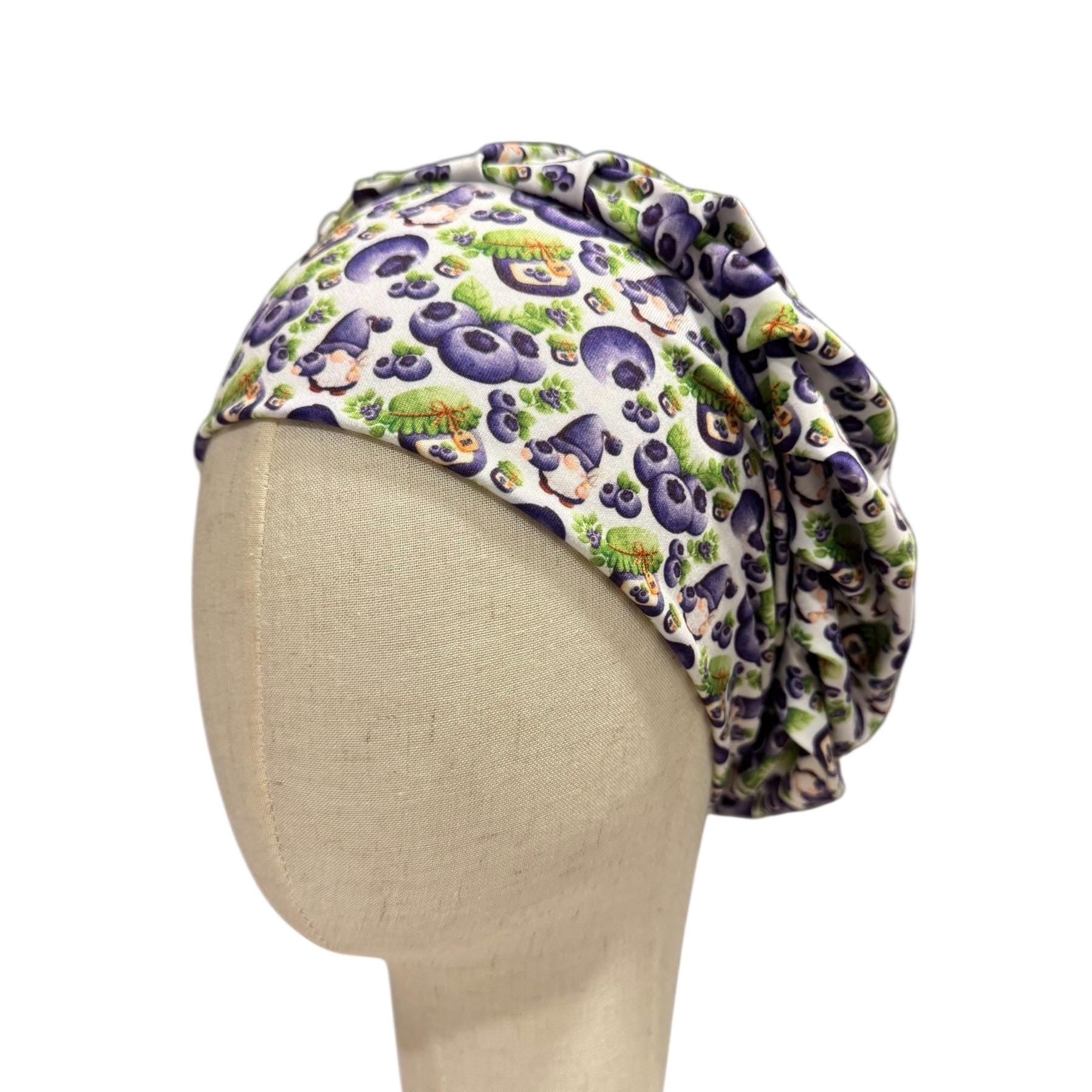 Panda & Blueberry Headband Bouffant Scrub Cap | Cute Animal Surgical Cap for Women | Stretchy Nurse Hat | Fun Medical Hair Cover