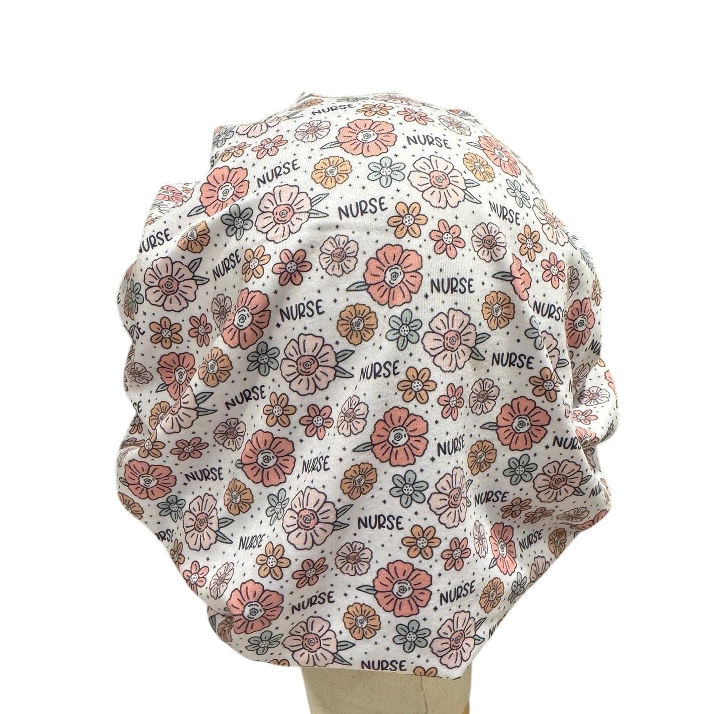 Floral Nurse Headband Bouffant Scrub Cap | Cute Flower Print Surgical Cap for Women | Stretchy Nurse Hat | Soft Medical Hair Cover