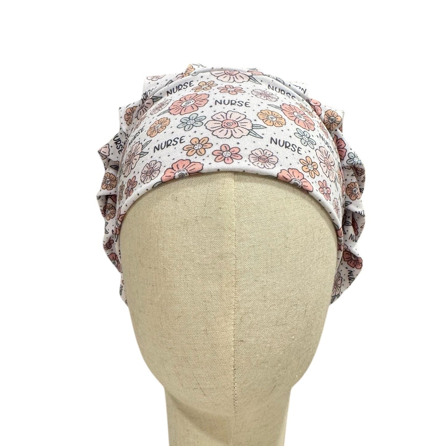 Floral Nurse Headband Bouffant Scrub Cap | Cute Flower Print Surgical Cap for Women | Stretchy Nurse Hat | Soft Medical Hair Cover