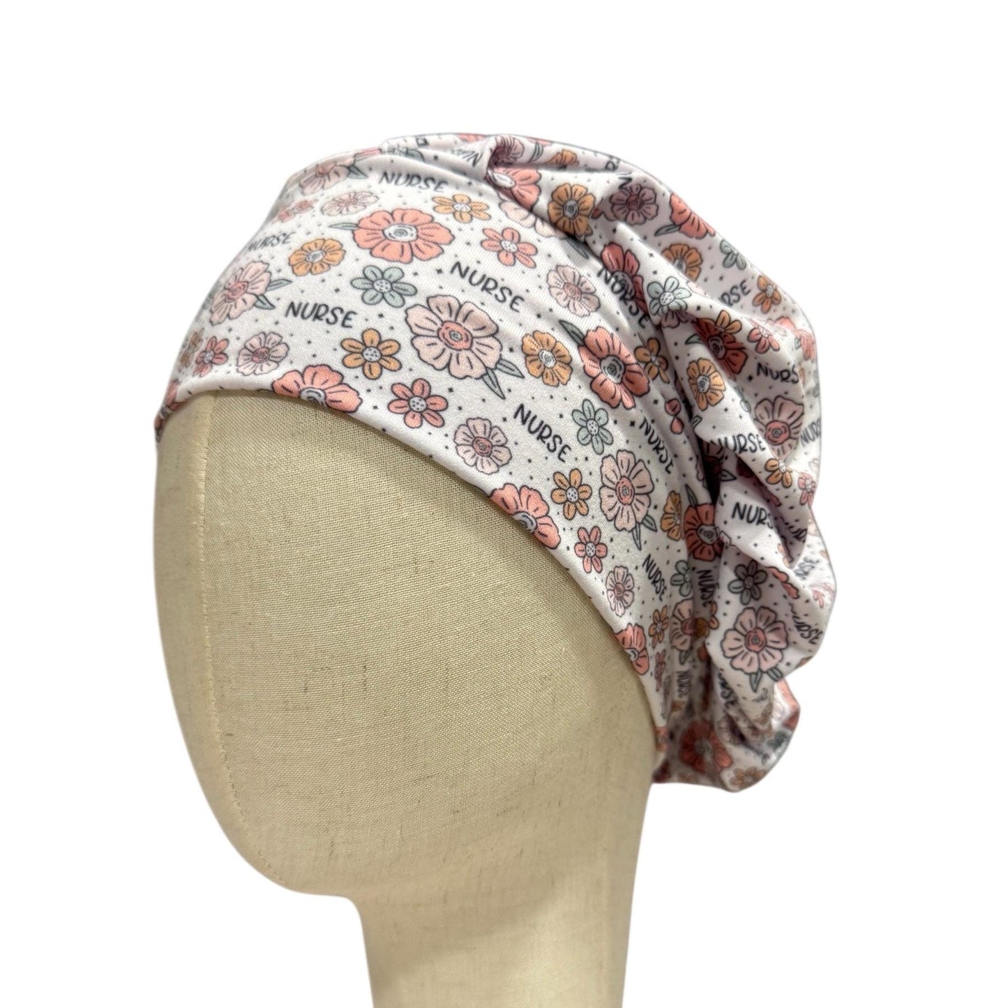 Floral Nurse Headband Bouffant Scrub Cap | Cute Flower Print Surgical Cap for Women | Stretchy Nurse Hat | Soft Medical Hair Cover