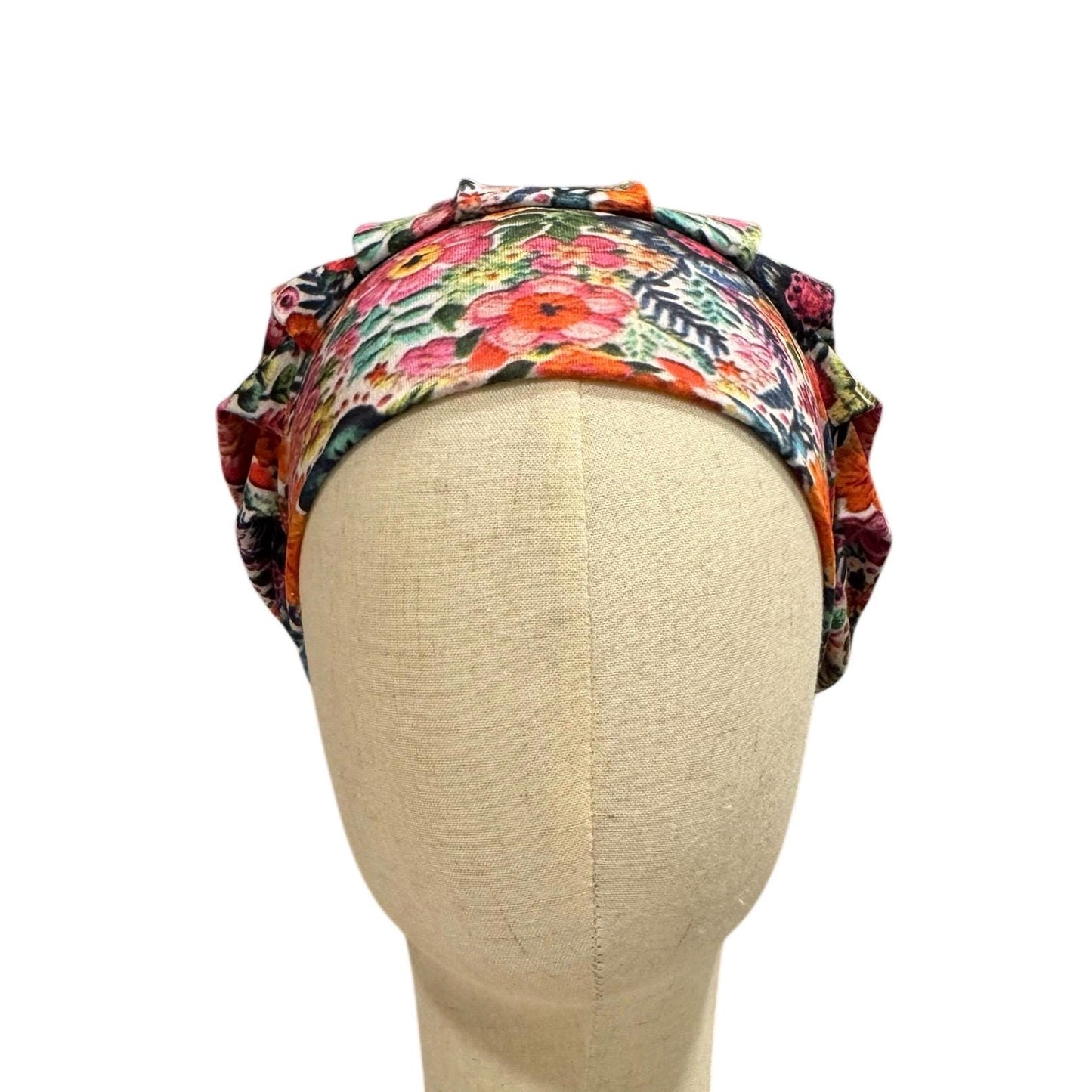 Floral Headband Style Bouffant Scrub Cap | Colorful Flower Surgical Cap | Nurse Hat | createdbymishka