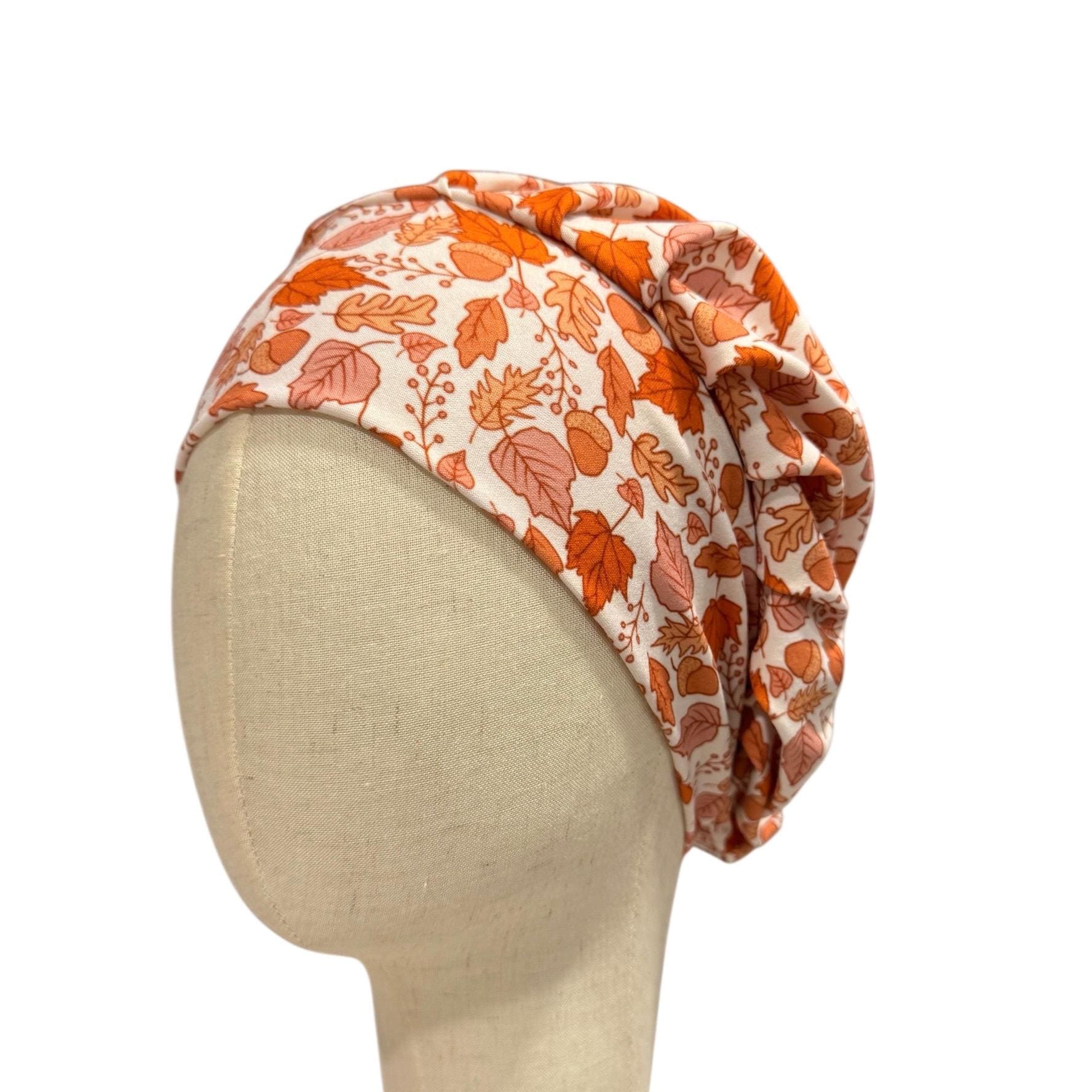 Fall Leaves Headband Bouffant Scrub Cap | Stretchy Autumn Print Surgical Cap | Cozy Nurse Hat | CreatedByMishka