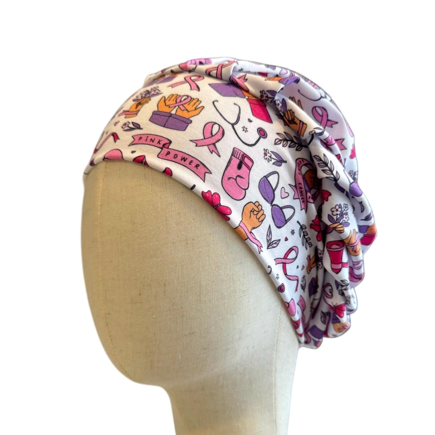 Pink Ribbon Scrub Cap Headband Style | Breast Cancer Awareness Bouffant Hat | Butter Soft Surgical Cap | Nurse Gift | Pink Power Cap