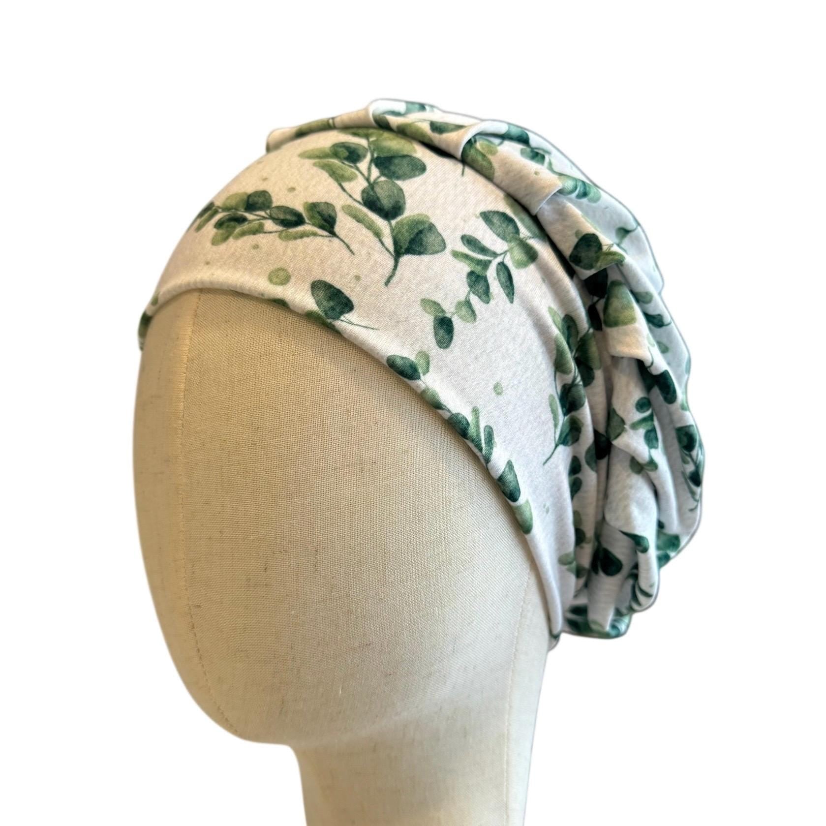 Eucalyptus Scrub Cap Headband Style | Bouffant Surgical Hat | Butter Soft Fabric | Greenery Print Nurse Cap | Medical Gift for Women