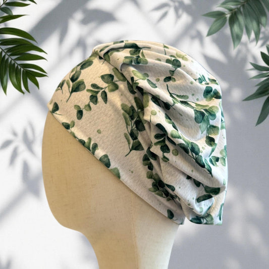 Eucalyptus Scrub Cap Headband Style | Bouffant Surgical Hat | Butter Soft Fabric | Greenery Print Nurse Cap | Medical Gift for Women