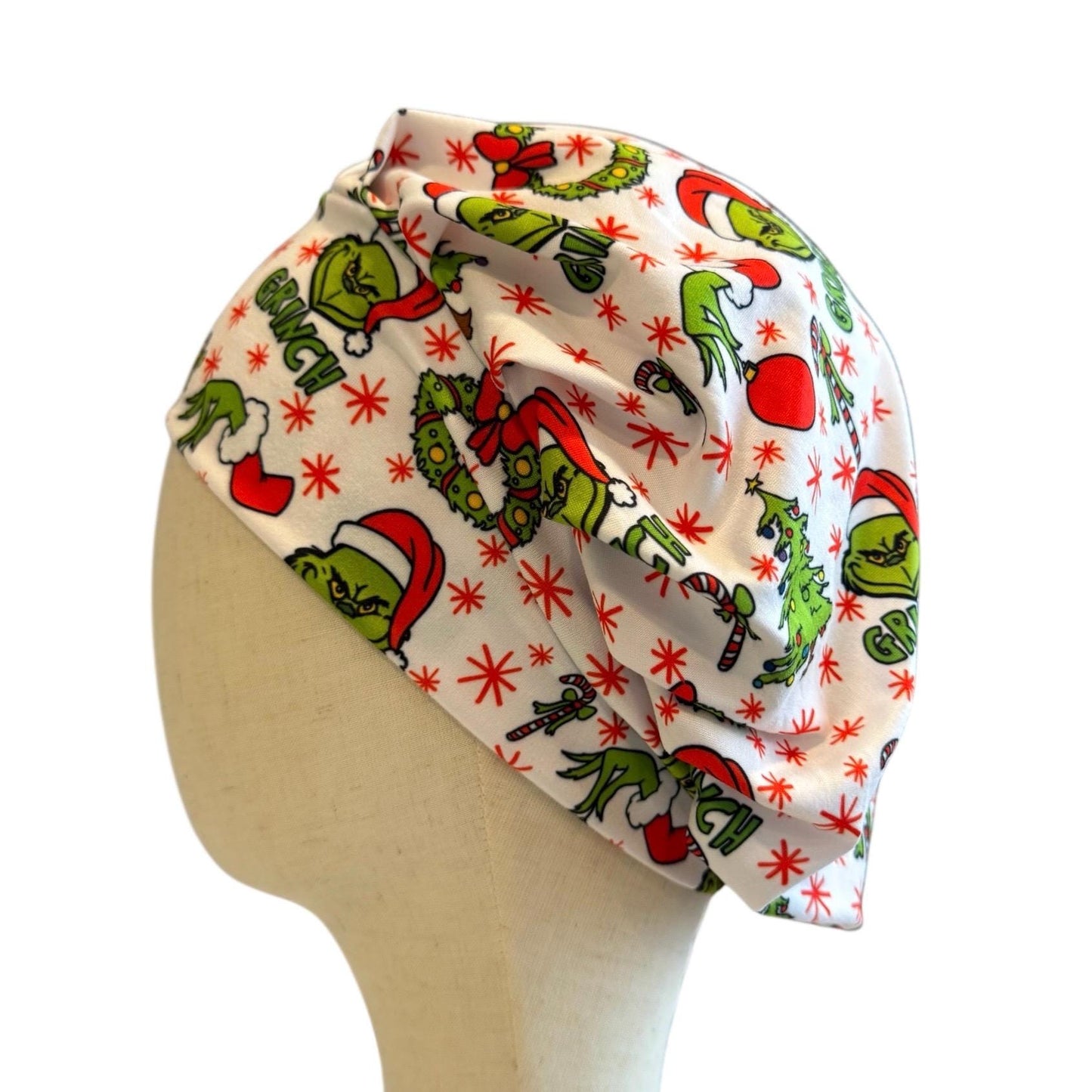 Grinch Christmas Scrub Cap Headband Style | Bouffant Surgical Hat | Grinch Holiday Print | Nurse Gift | Festive Scrub Hat