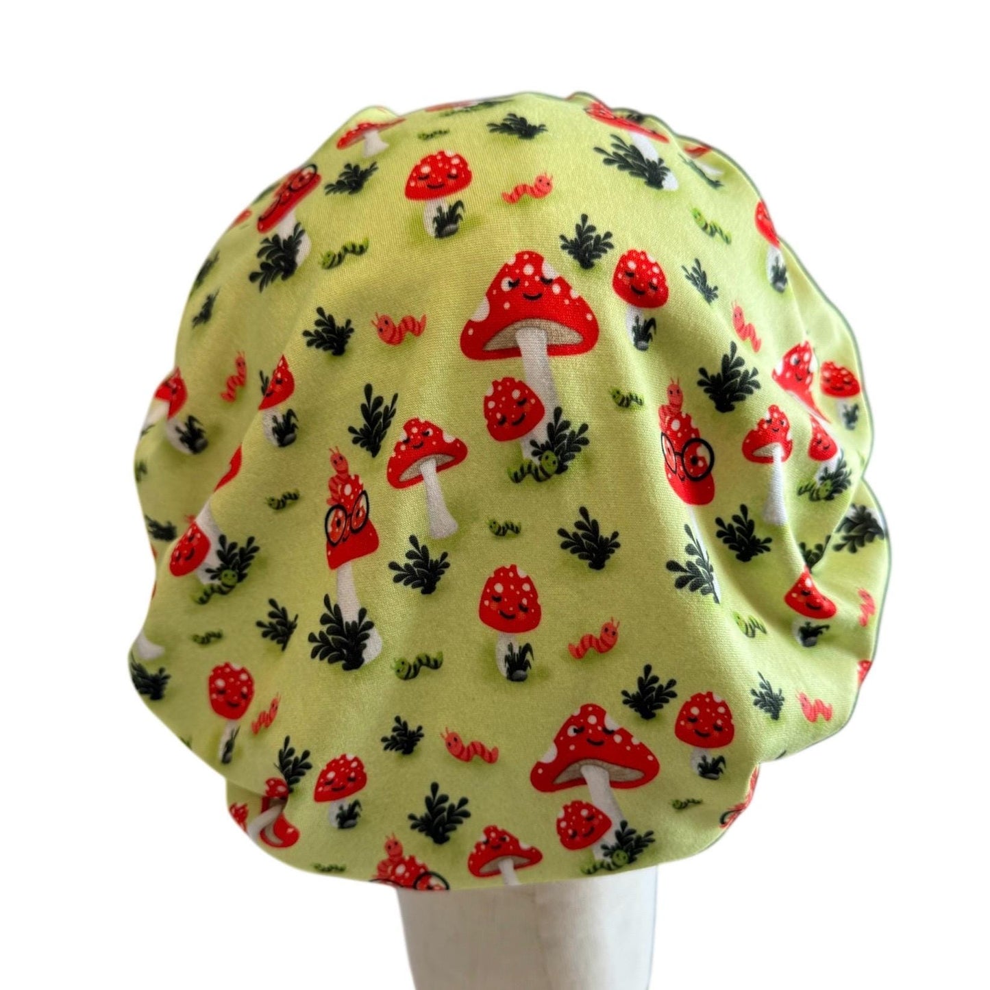 Mushroom Scrub Cap Headband Style | Bouffant Surgical Hat | Butter Soft Fabric | Woodland Forest Print | Cute Nurse Gift