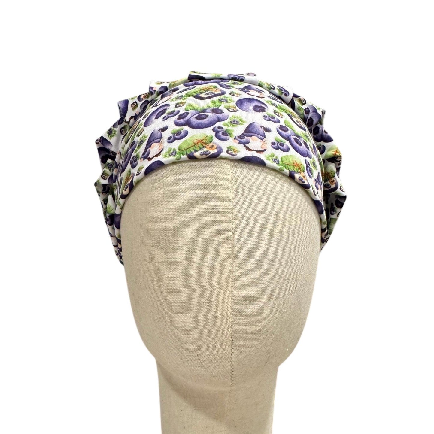 Panda & Blueberry Headband Bouffant Scrub Cap | Cute Animal Surgical Cap for Women | Stretchy Nurse Hat | Fun Medical Hair Cover