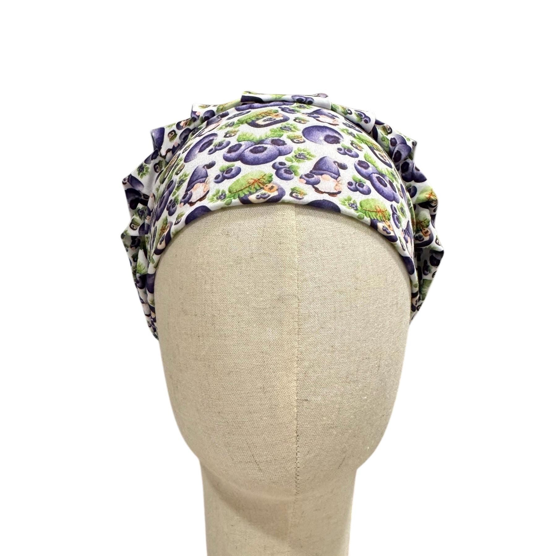 Panda & Blueberry Headband Bouffant Scrub Cap | Cute Animal Surgical Cap for Women | Stretchy Nurse Hat | Fun Medical Hair Cover