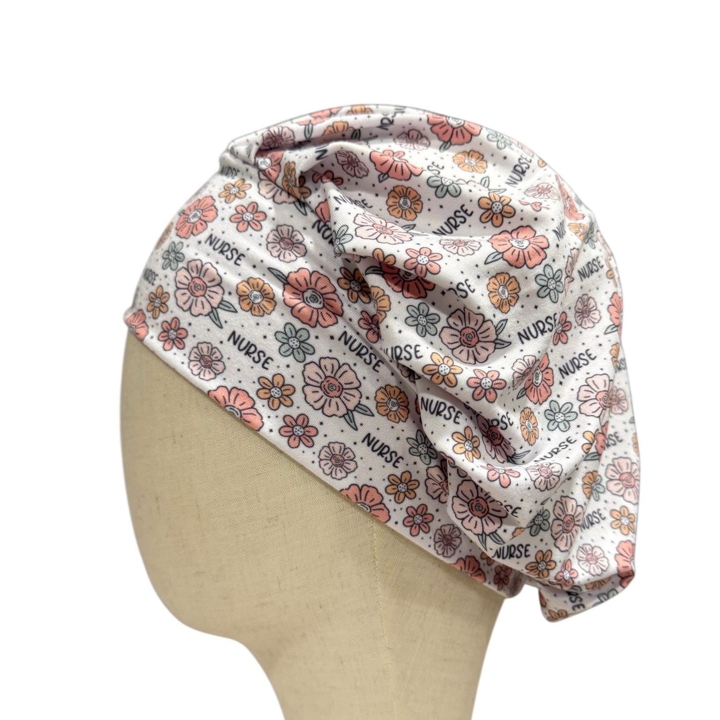 Floral Nurse Headband Bouffant Scrub Cap | Cute Flower Print Surgical Cap for Women | Stretchy Nurse Hat | Soft Medical Hair Cover
