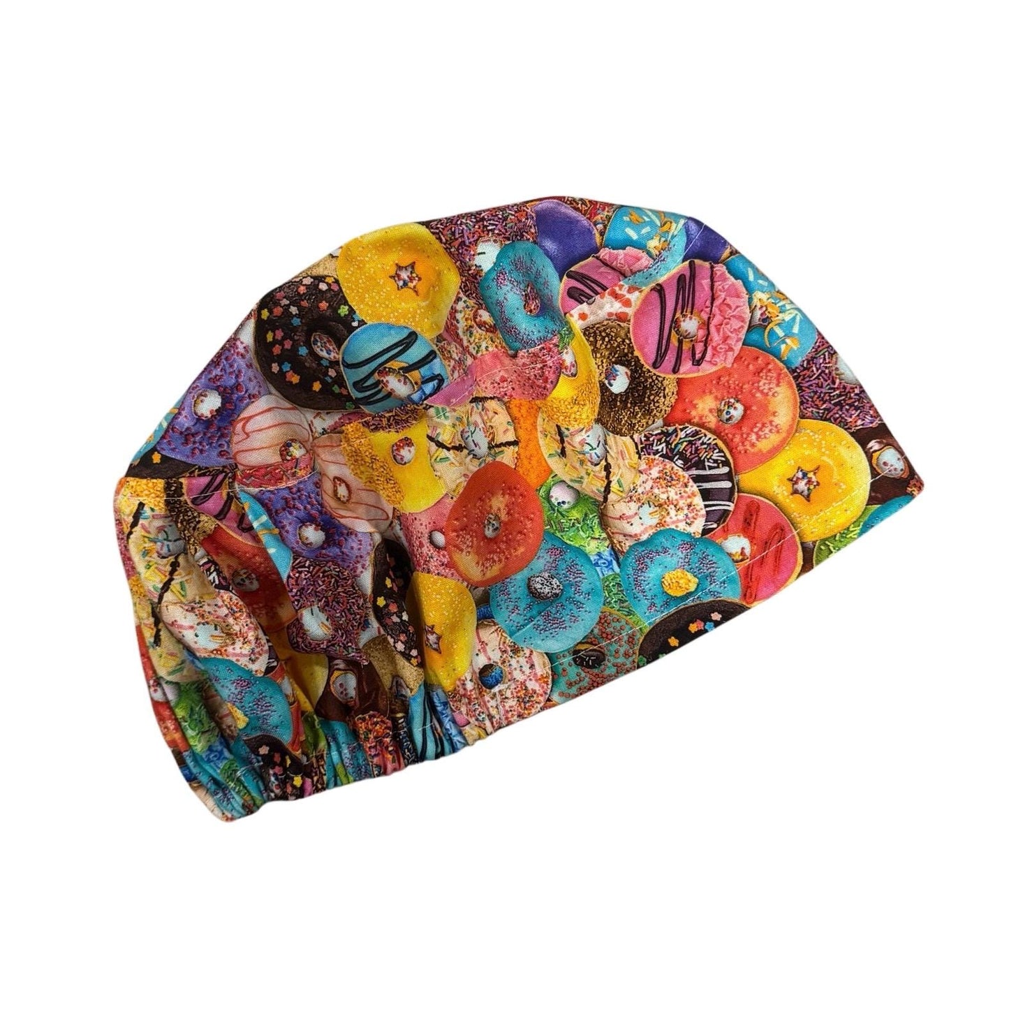Donut Scrub Cap • Colorful Donuts Euro Scrub Hat • 100% Cotton • Adjustable Elastic • Cute Nurse Hat • Fun Medical Cap • Bakery Print Scrub