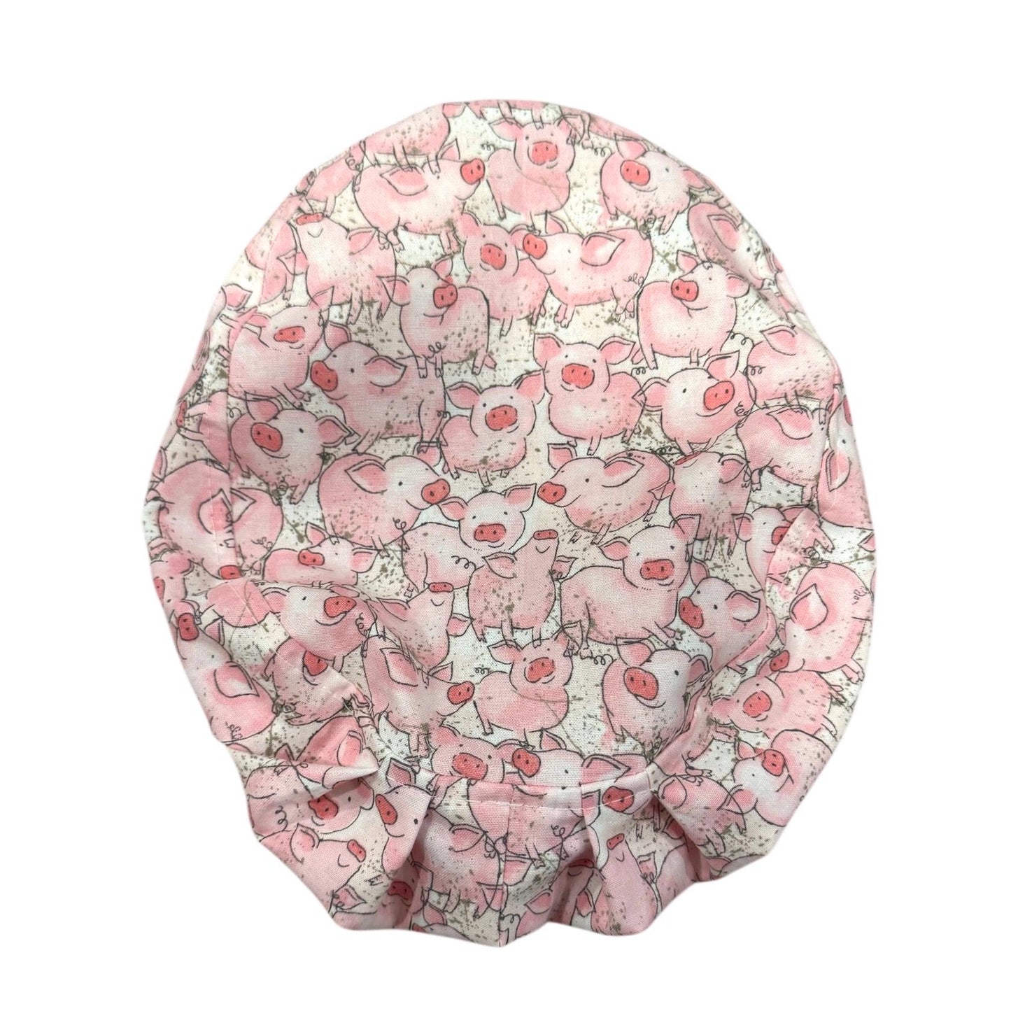 Pig Print Euro Scrub Cap • Cute Pink Pigs Scrub Hat • 100% Cotton Surgical Cap • Adjustable Elastic • Vet Tech Hat • Farm Animal Nurse Cap