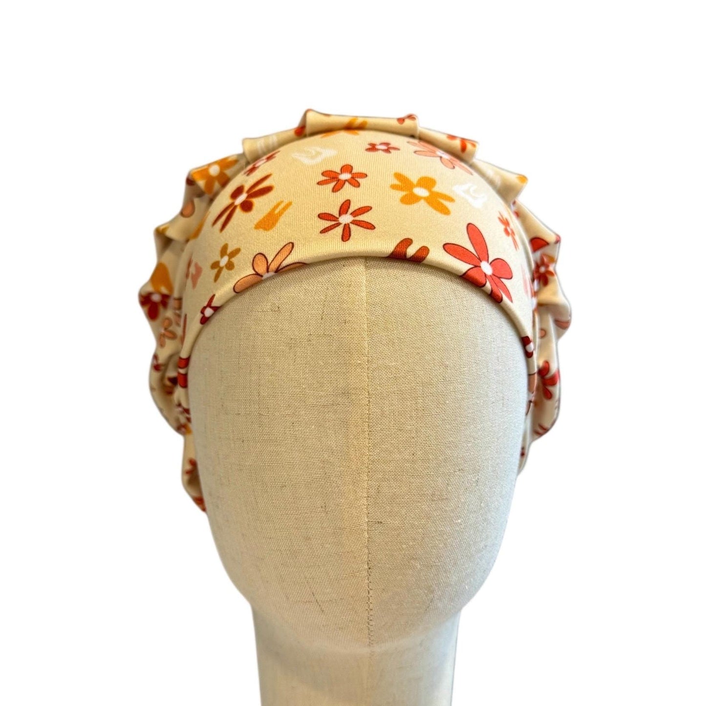 Dentist Scrub Cap Retro Floral Tooth Print | Cute Dental Hygienist Scrub Cap, Bouffant Scrub Cap