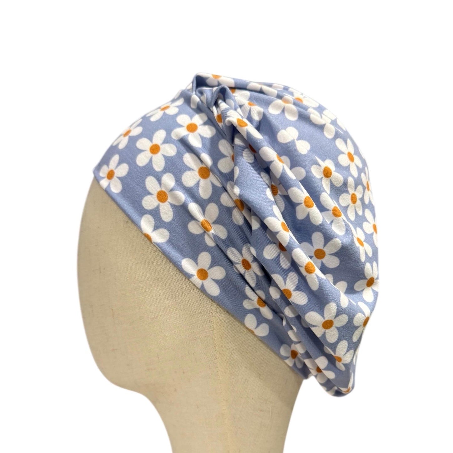 Blue Daisy Scrub Cap, Periwinkle Floral Scrub Hat, Stretchy Bouffant Surgical Cap, Ponytail Friendly Nurse/Doctor OR Cap, Cute Spring Daisy