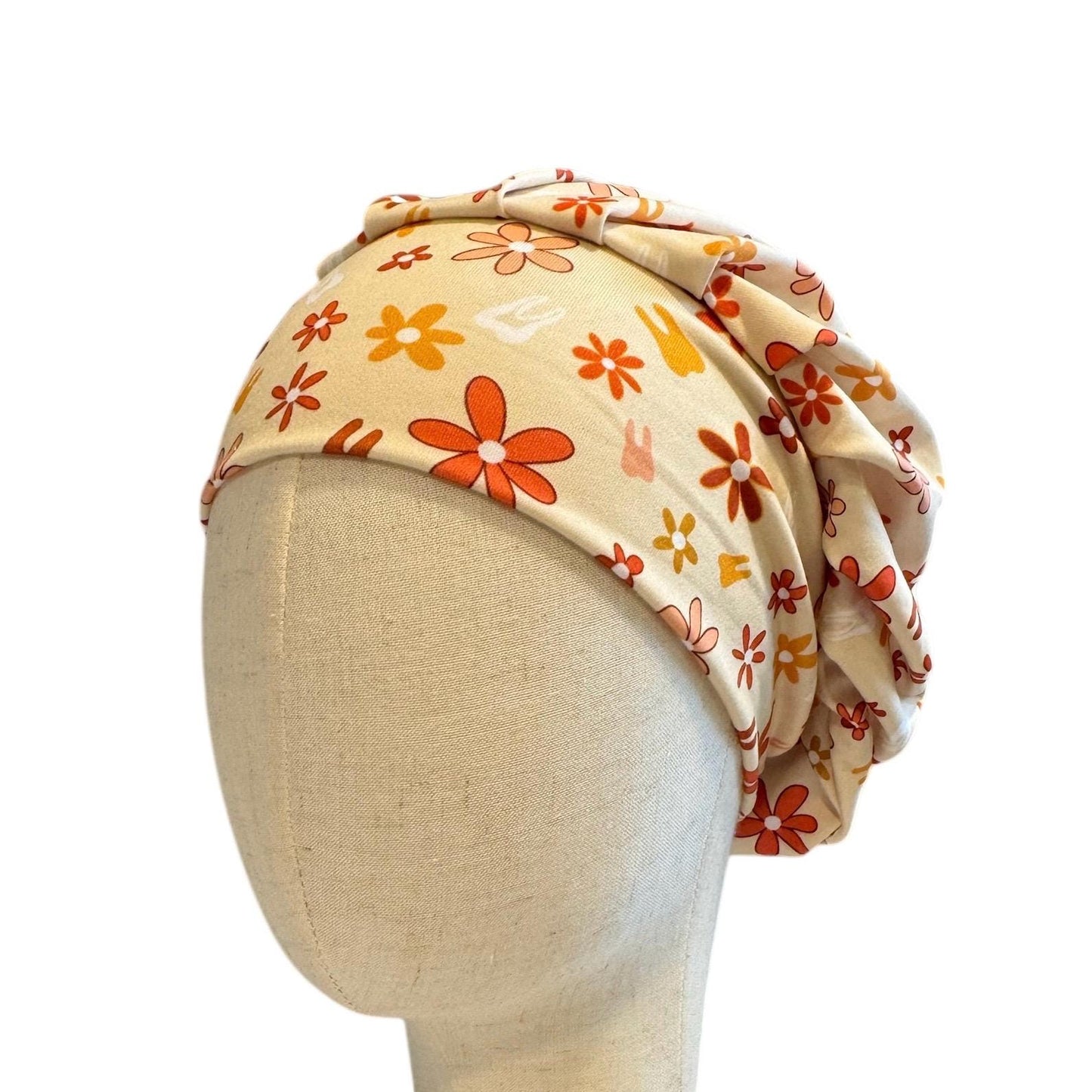 Dentist Scrub Cap Retro Floral Tooth Print | Cute Dental Hygienist Scrub Cap, Bouffant Scrub Cap