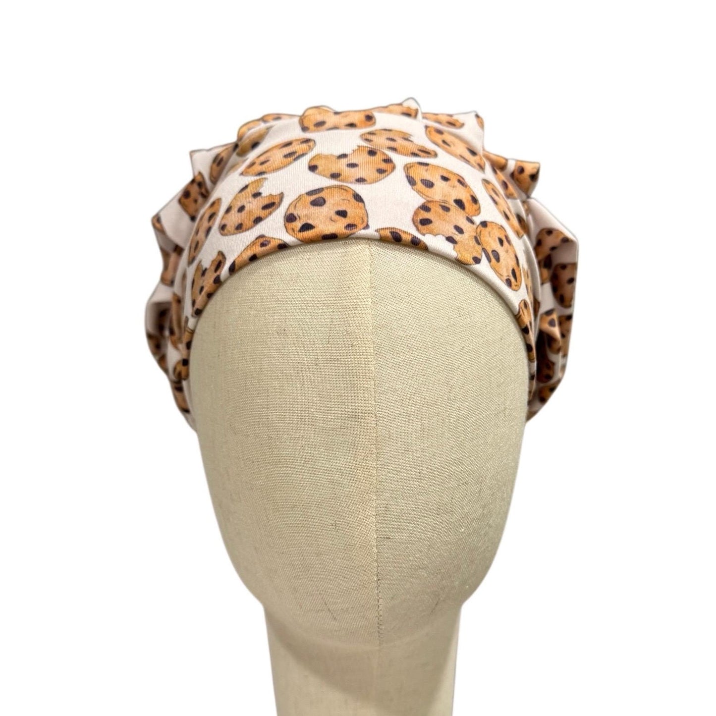 Chocolate Chip Cookie Scrub Cap, Cute Baking Dessert Print, Stretchy Bouffant Surgical Hat, Ponytail Friendly Nurse/Doctor OR Cap, Fun Food