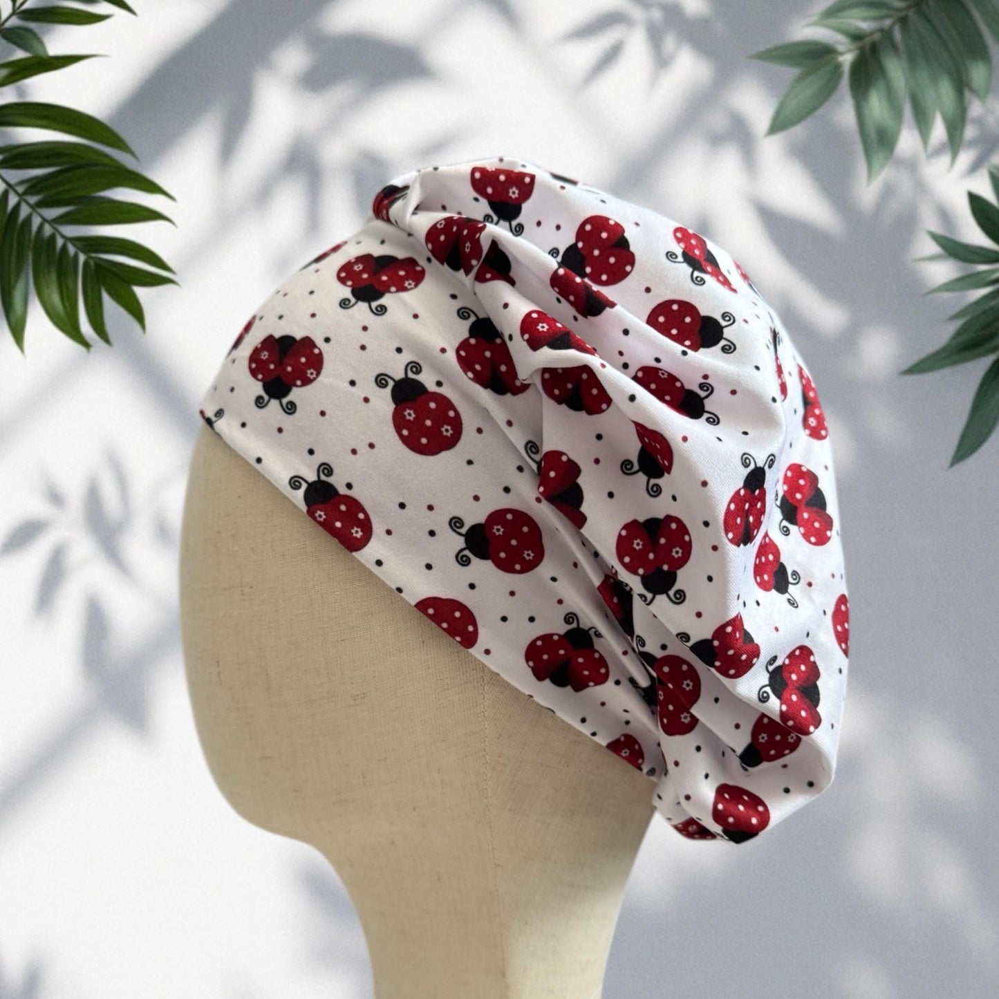 Ladybug Bouffant Scrub Cap, Stretchy Soft Surgical Hat