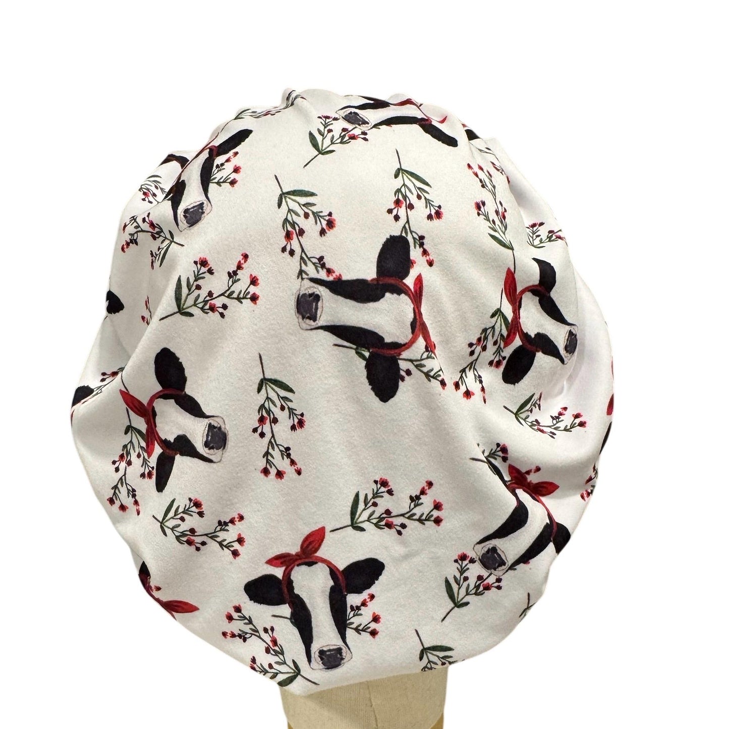 Cow Print Bouffant Scrub Cap
