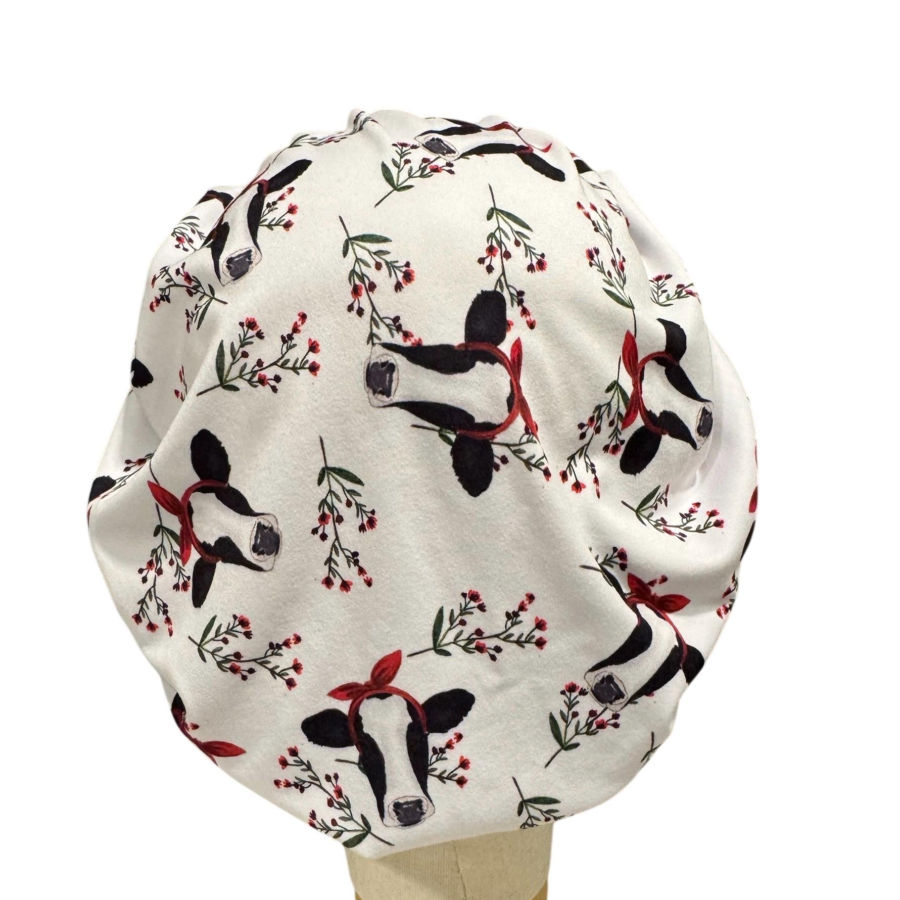 Cow Print Bouffant Scrub Cap